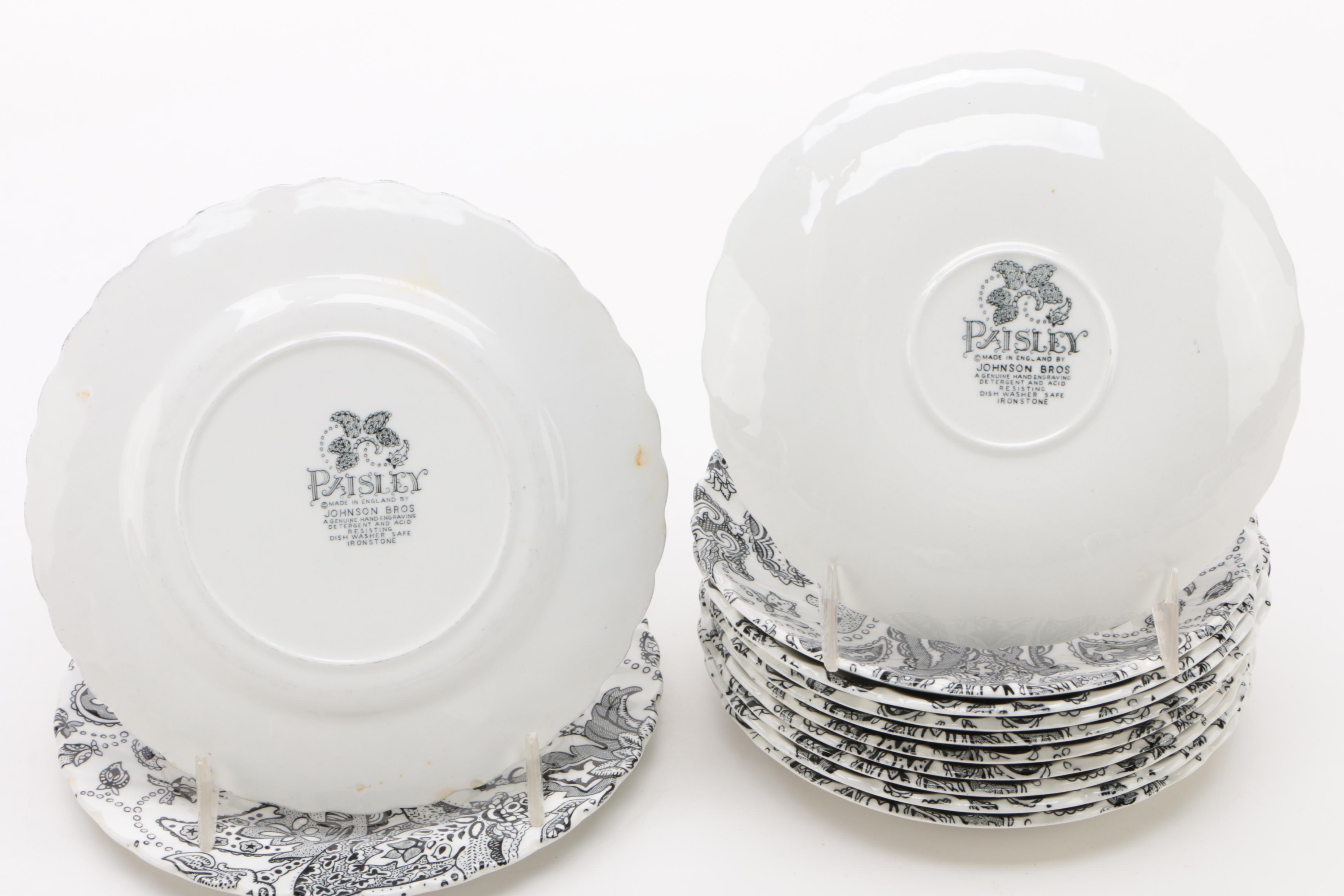 Johnson Brothers "Paisley Black" Ironstone Dinnerware, 1970 - 1974