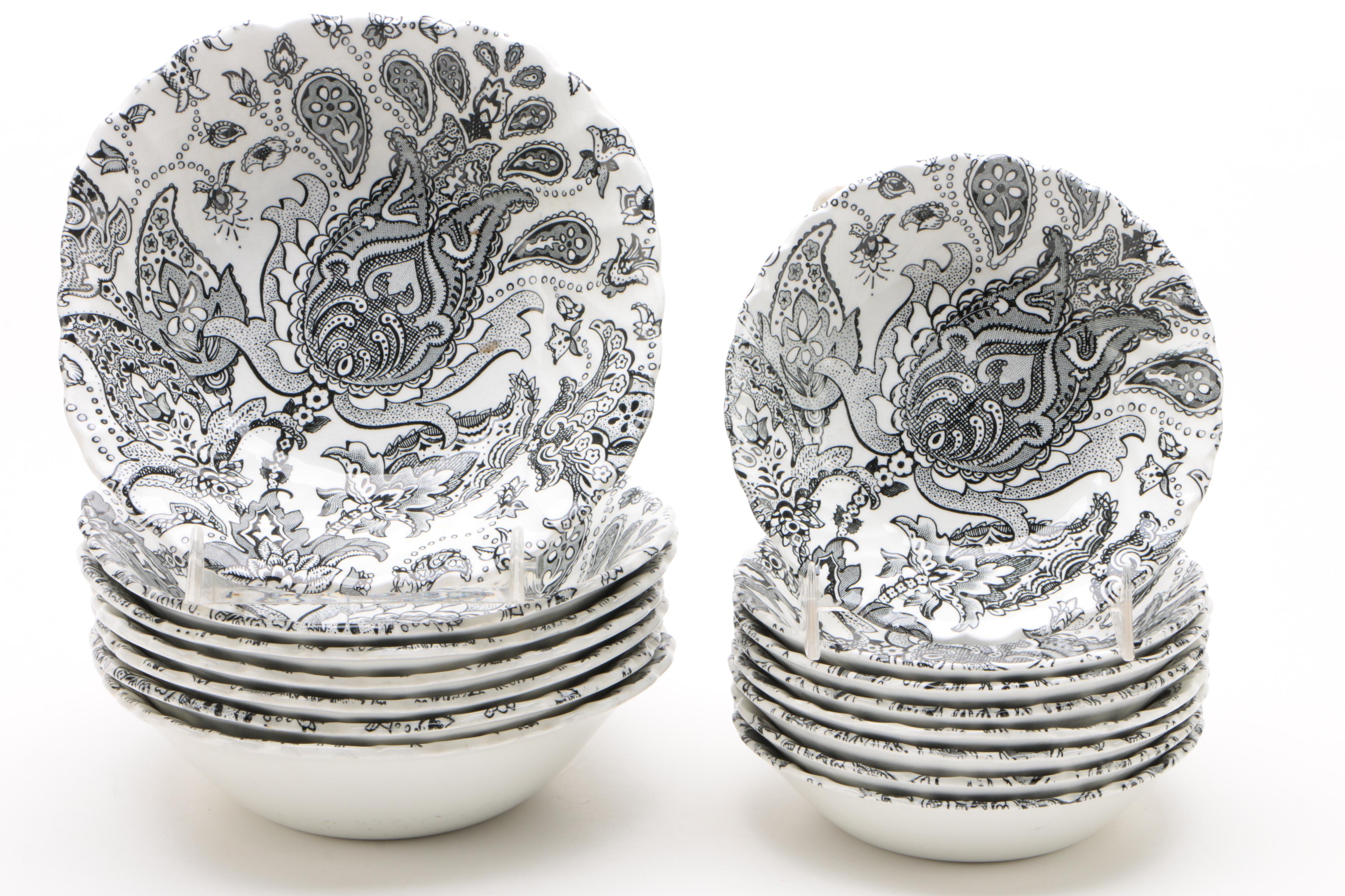Johnson Brothers "Paisley Black" Ironstone Dinnerware, 1970 - 1974