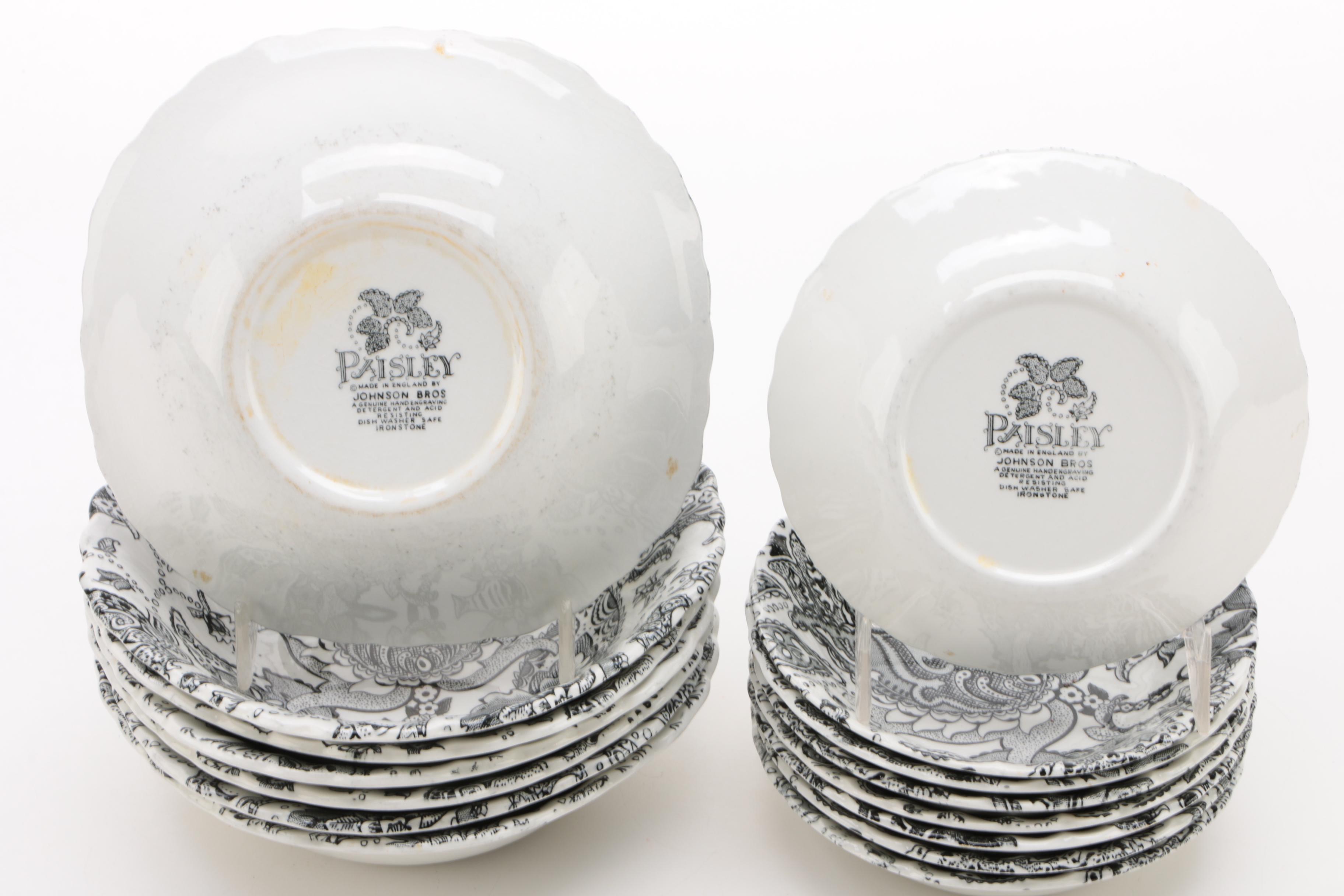 Johnson Brothers "Paisley Black" Ironstone Dinnerware, 1970 - 1974