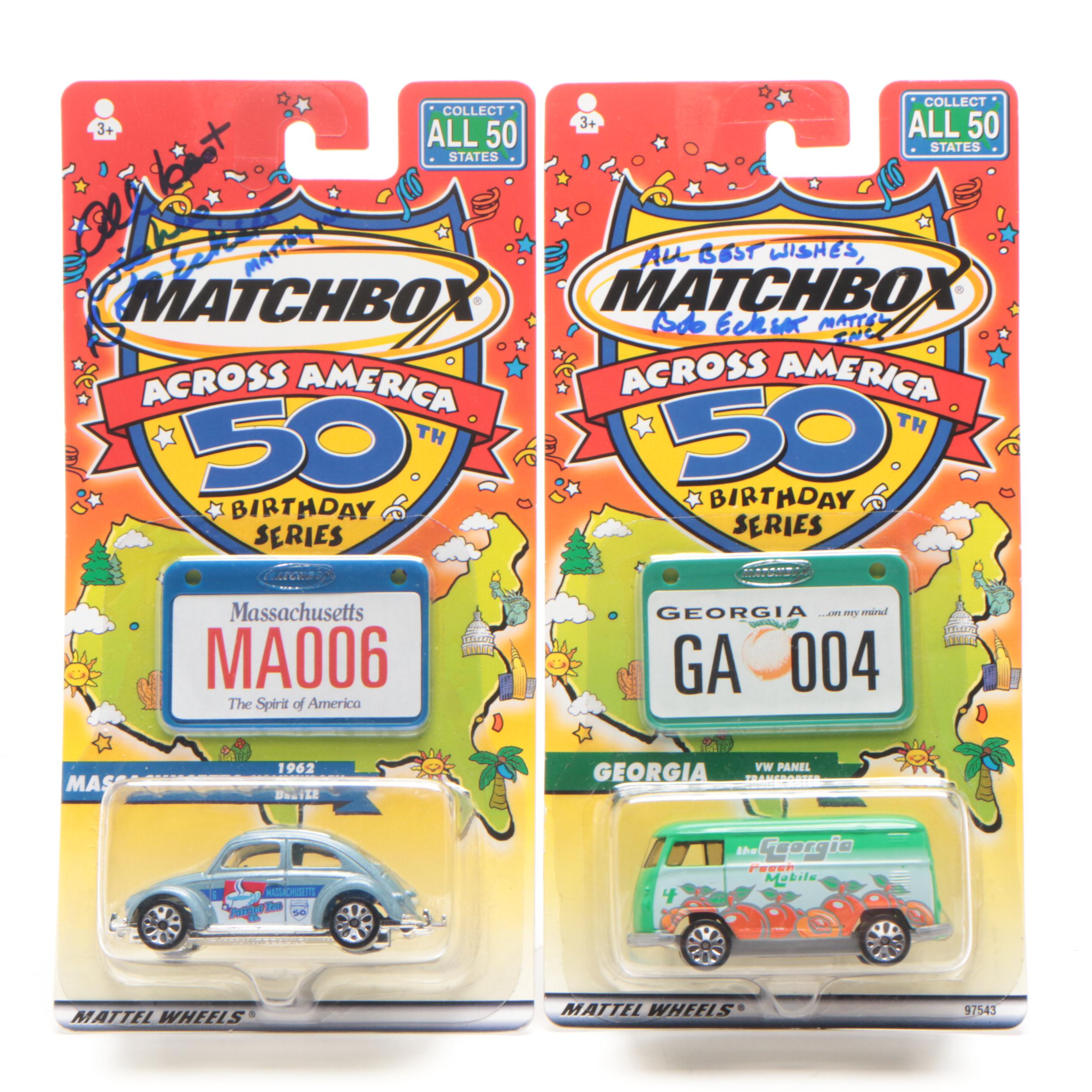 Bob Eckert Mattel Executive Signed Matchbox "50th Birthday Series" Boxed Cars