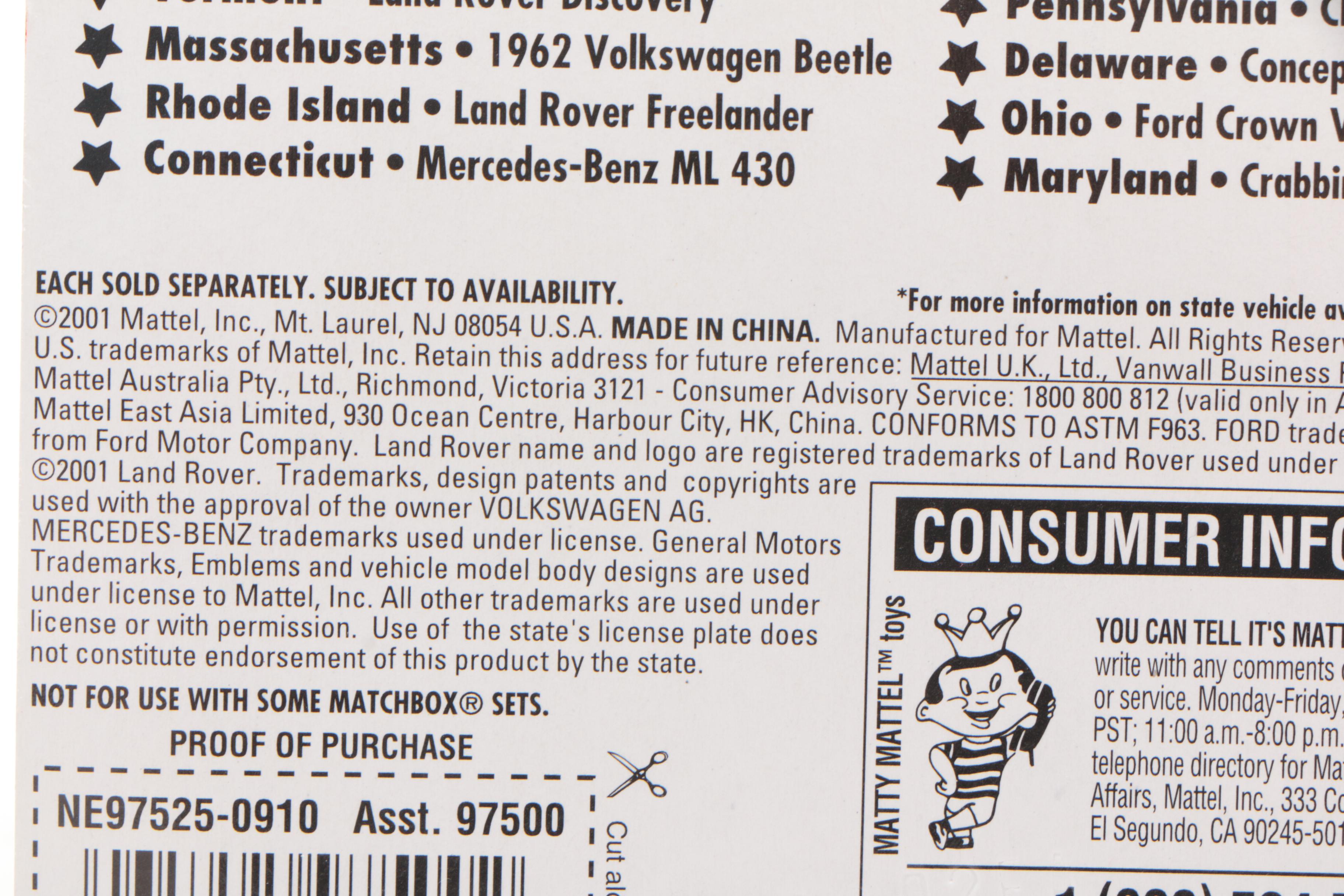 Bob Eckert Mattel Executive Signed Matchbox "50th Birthday Series" Boxed Cars