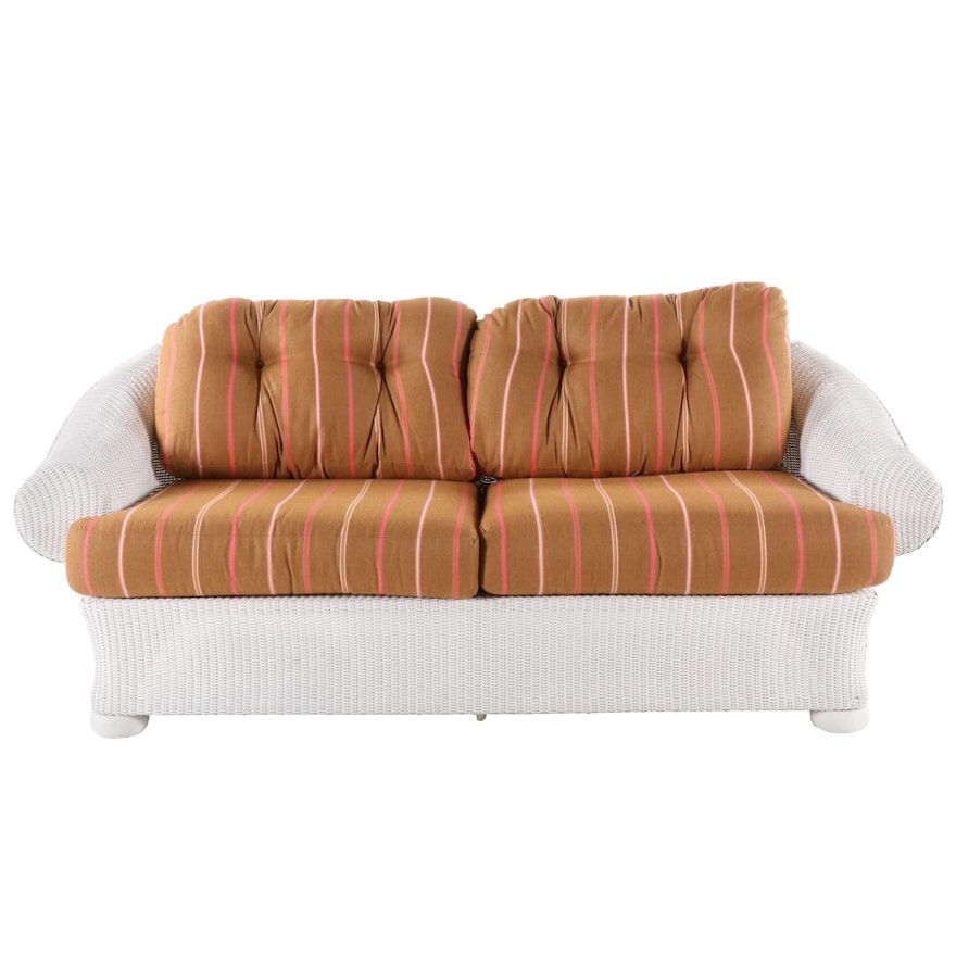 Lloyd Flanders Wicker Sofa with Rolled Arms, Late 20th Century