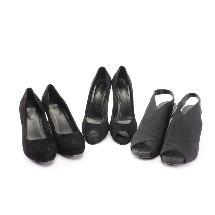 Salvatore Ferragamo and Eileen Fisher Black Wedges and Pumps