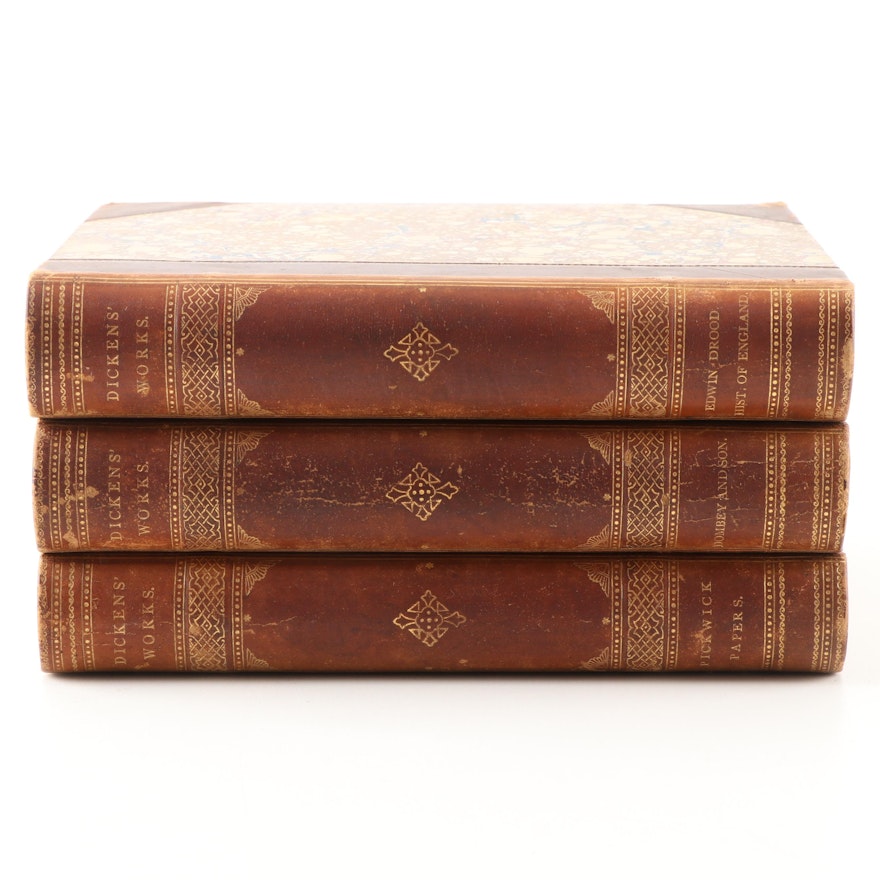 Antique "Dickens Works" Three Volume Partial Set