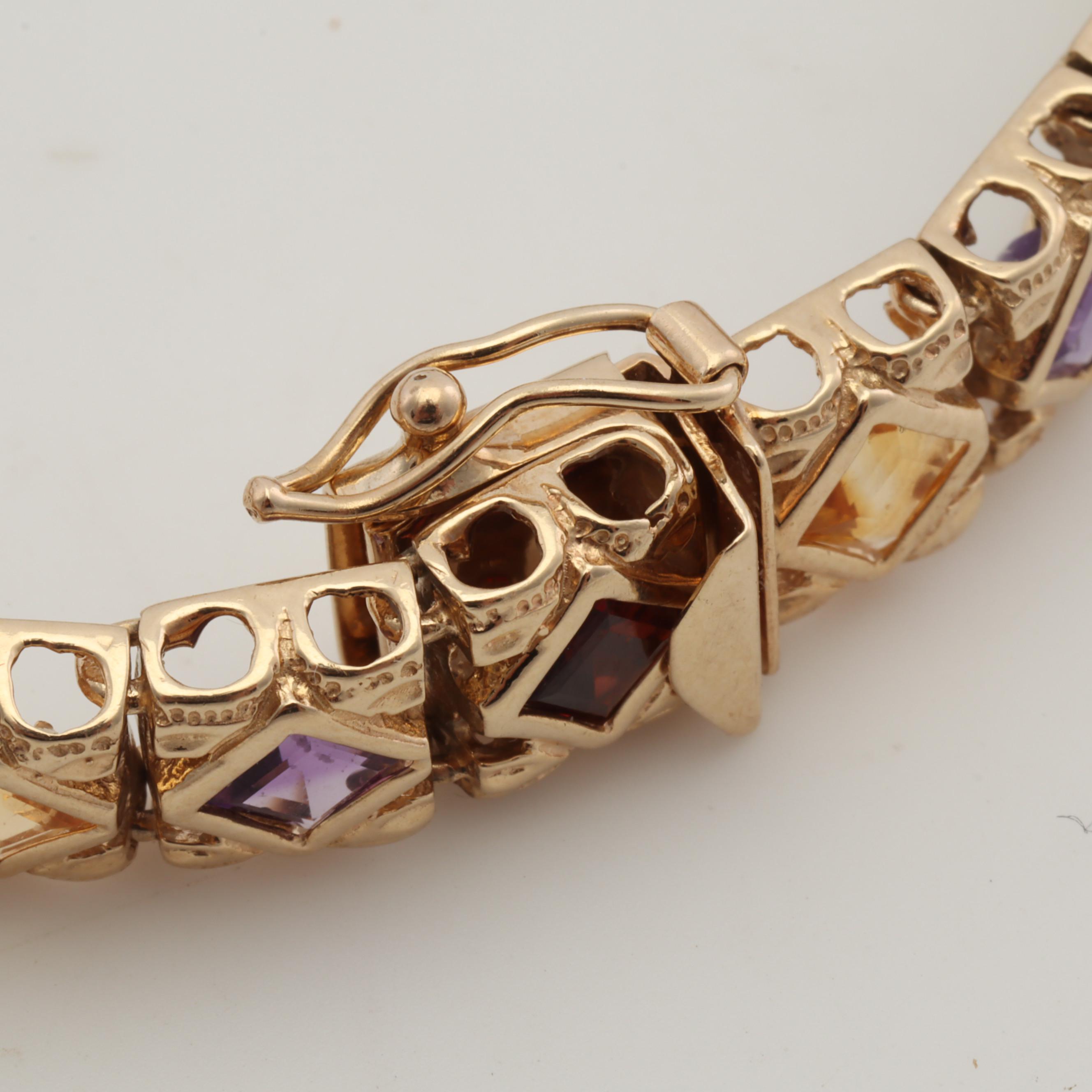 14K Yellow Gold Hinged Gemstone Bracelet