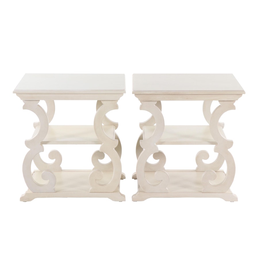 Pair of Broyhill Contemporary Cream-Painted Side Tables
