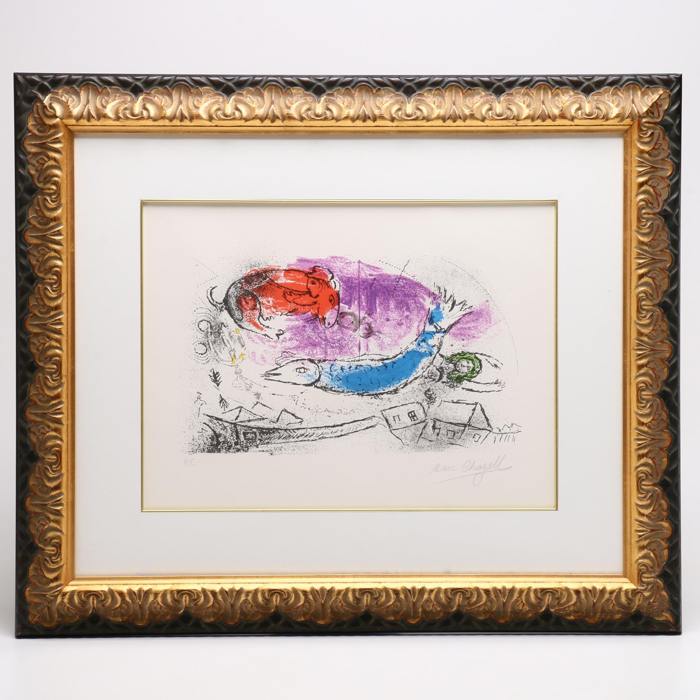 Marc Chagall Color Lithograph "The Blue Fish"
