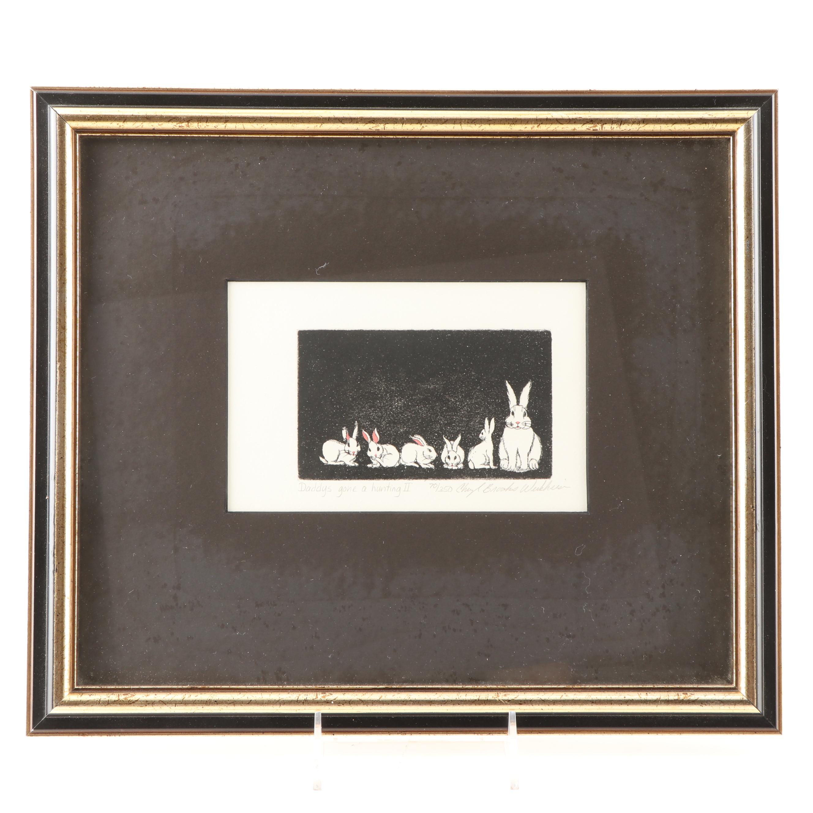 Cheryl Brooks Werkheiser Etching and Christina Dowdy "Rabbit" Painting