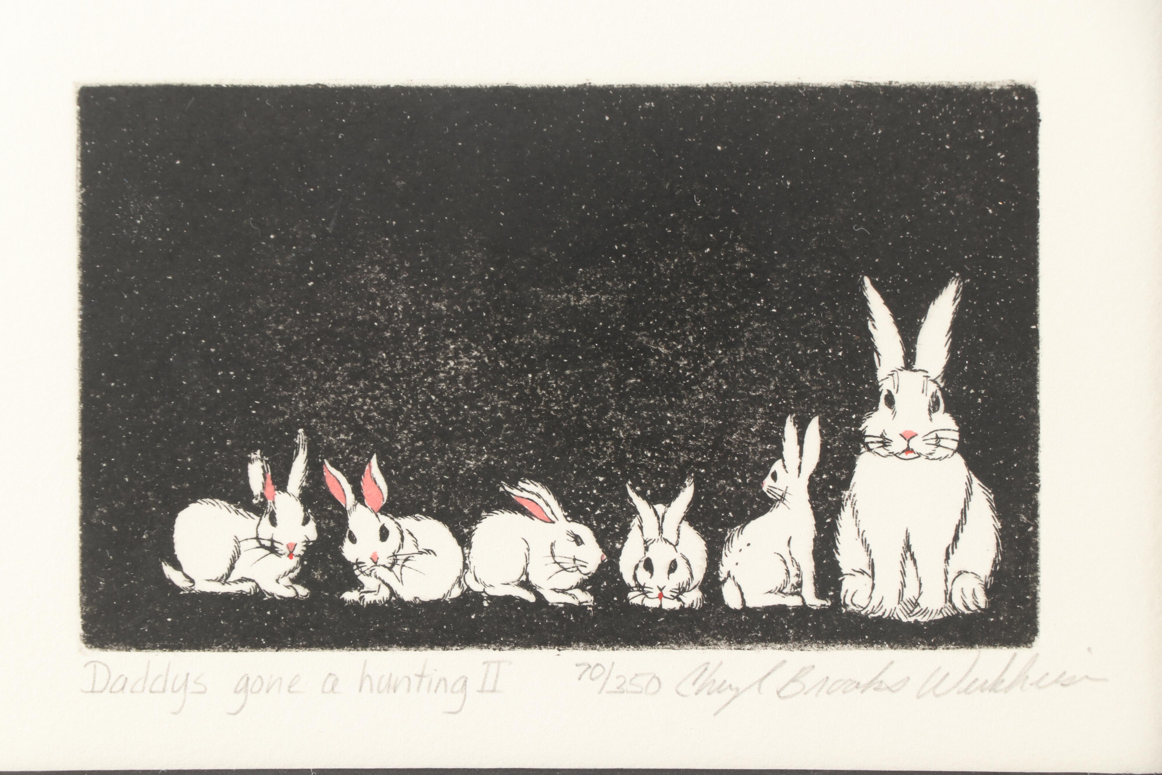 Cheryl Brooks Werkheiser Etching and Christina Dowdy "Rabbit" Painting