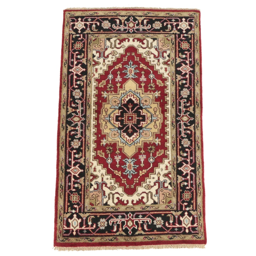 Hand-Knotted Indo-Persian Heriz Style Wool Area Rug