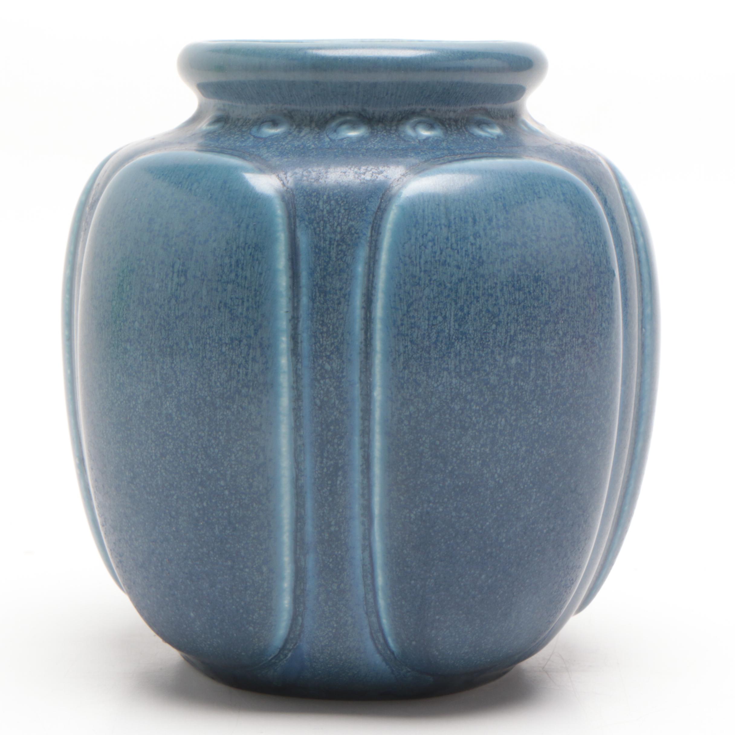 Rookwood Pottery Art Deco 50th Anniversary Vase in Matte Blue, 1930