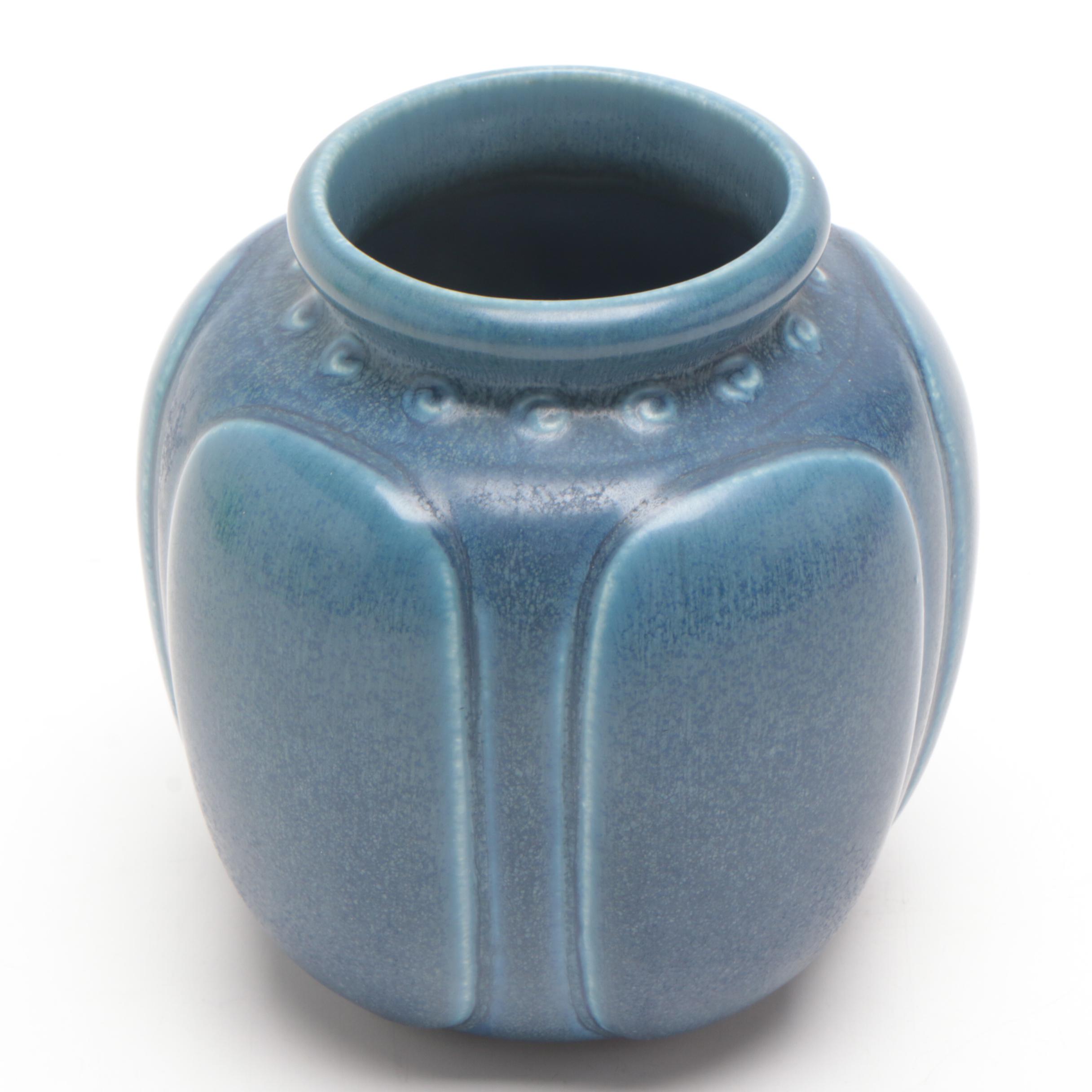 Rookwood Pottery Art Deco 50th Anniversary Vase in Matte Blue, 1930