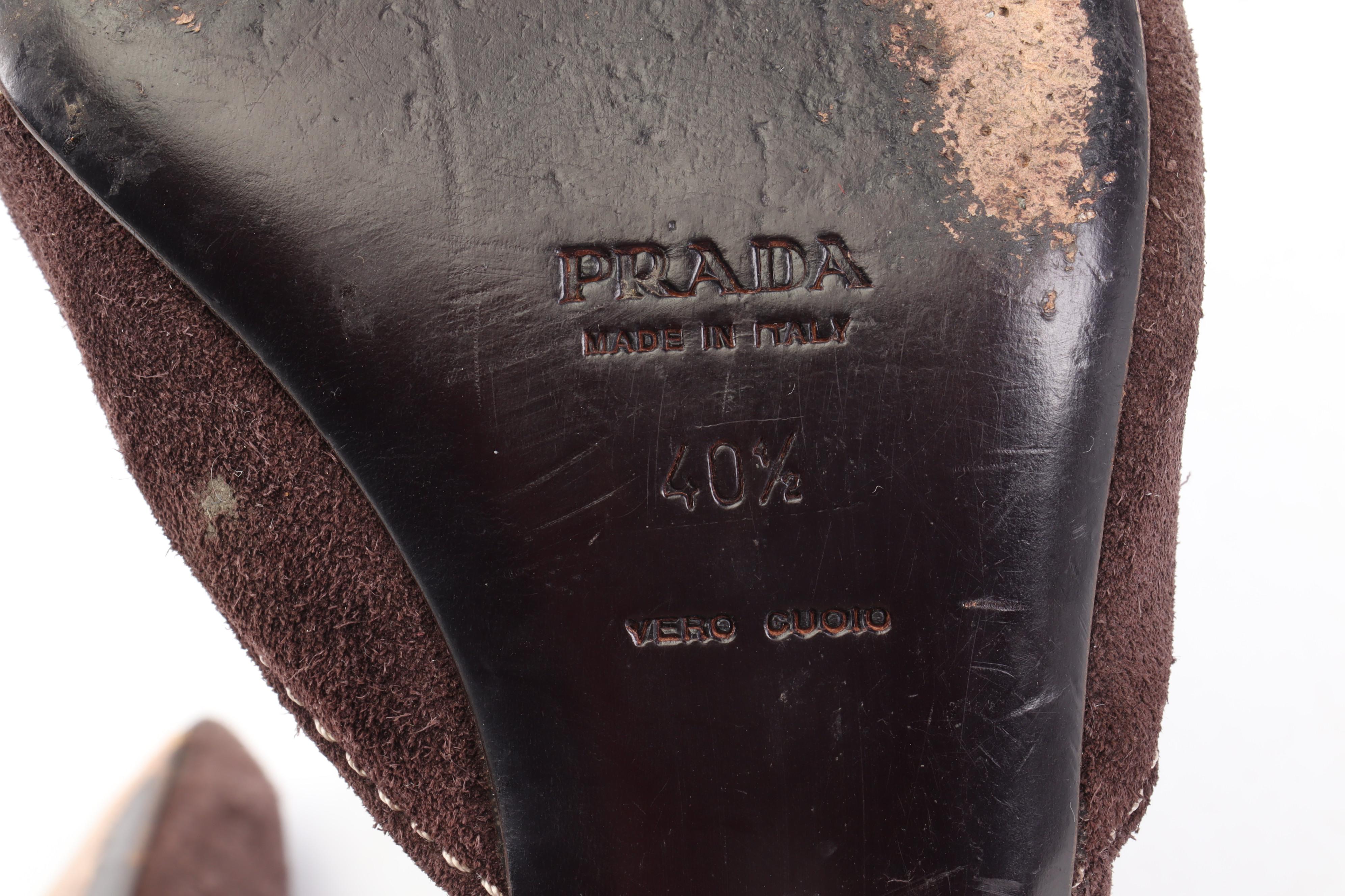 Prada Brown Suede d'Orsay Heels and Peep-Toe High Heel Slingbacks