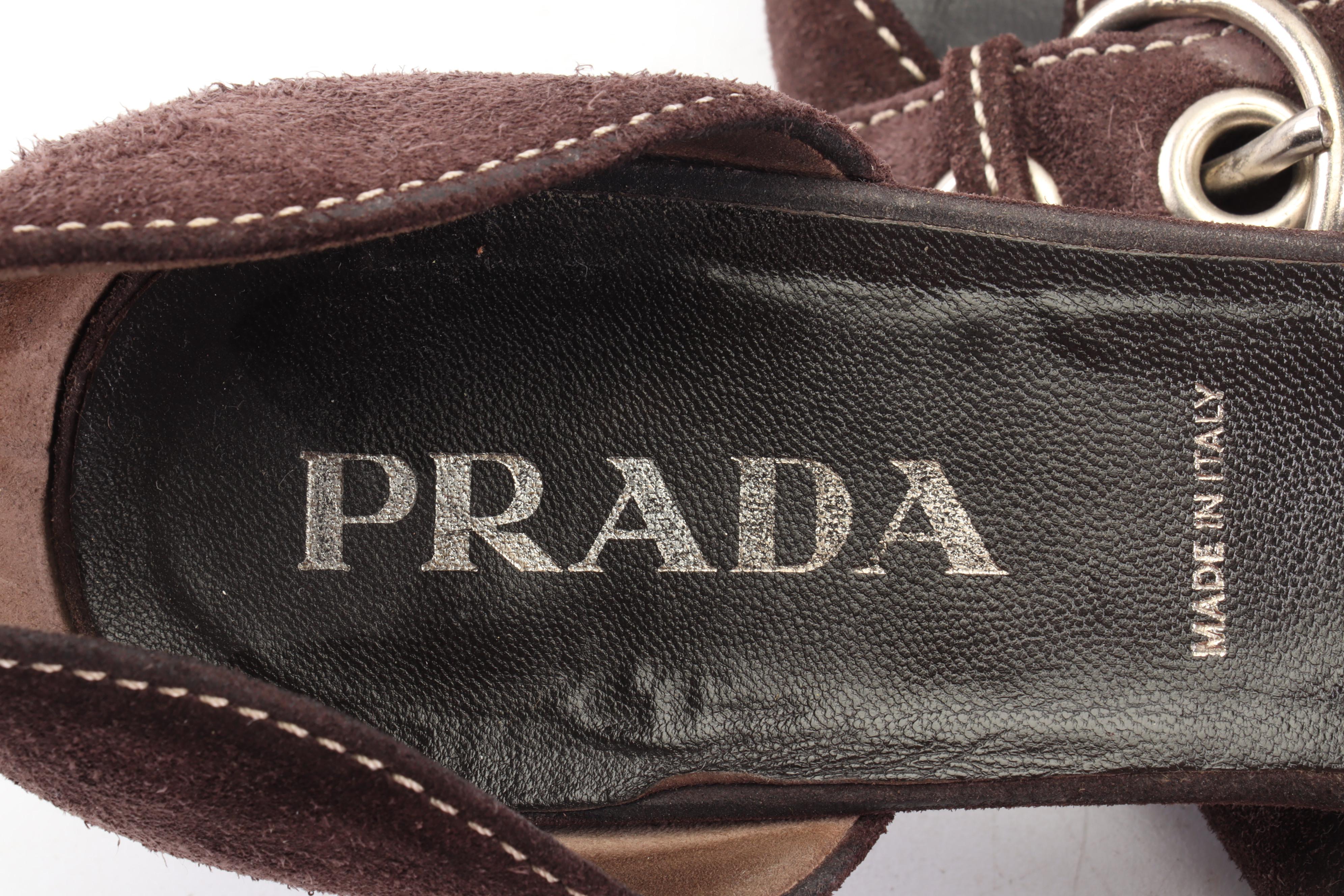 Prada Brown Suede d'Orsay Heels and Peep-Toe High Heel Slingbacks