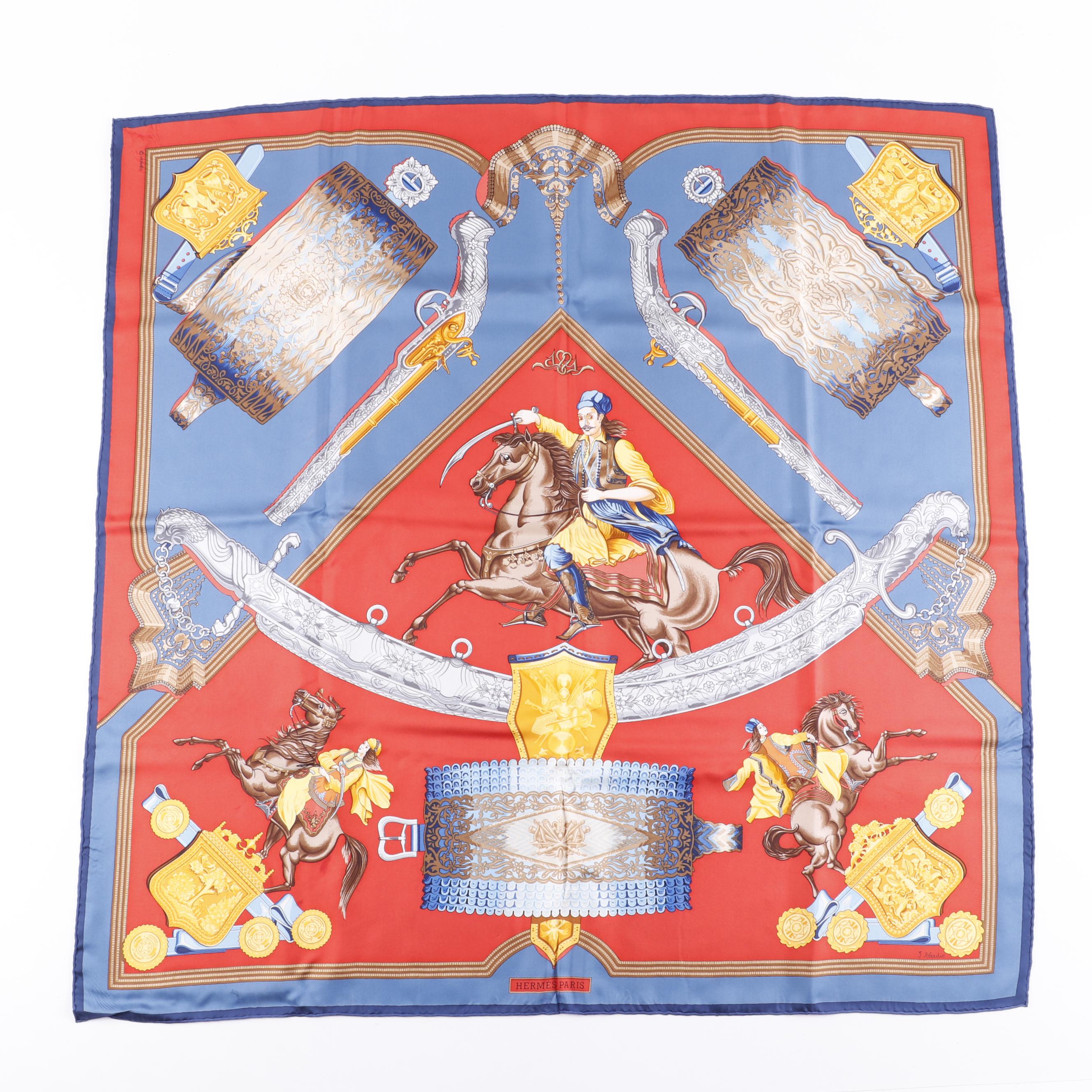 Hermès Paris "Hommage a l'Amitie Franco-Ellenique" Silk Scarf by Julia Abadie
