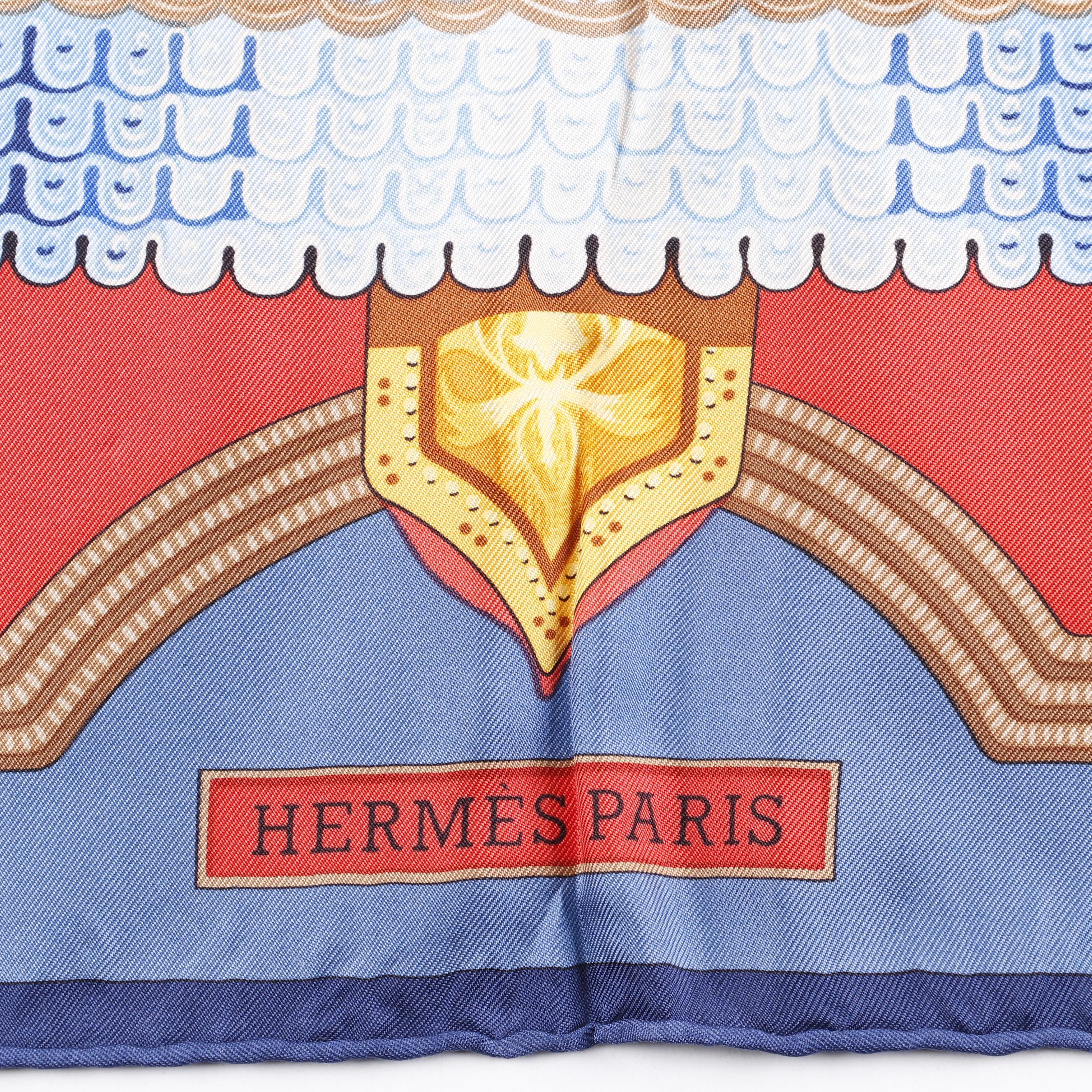 Hermès Paris "Hommage a l'Amitie Franco-Ellenique" Silk Scarf by Julia Abadie