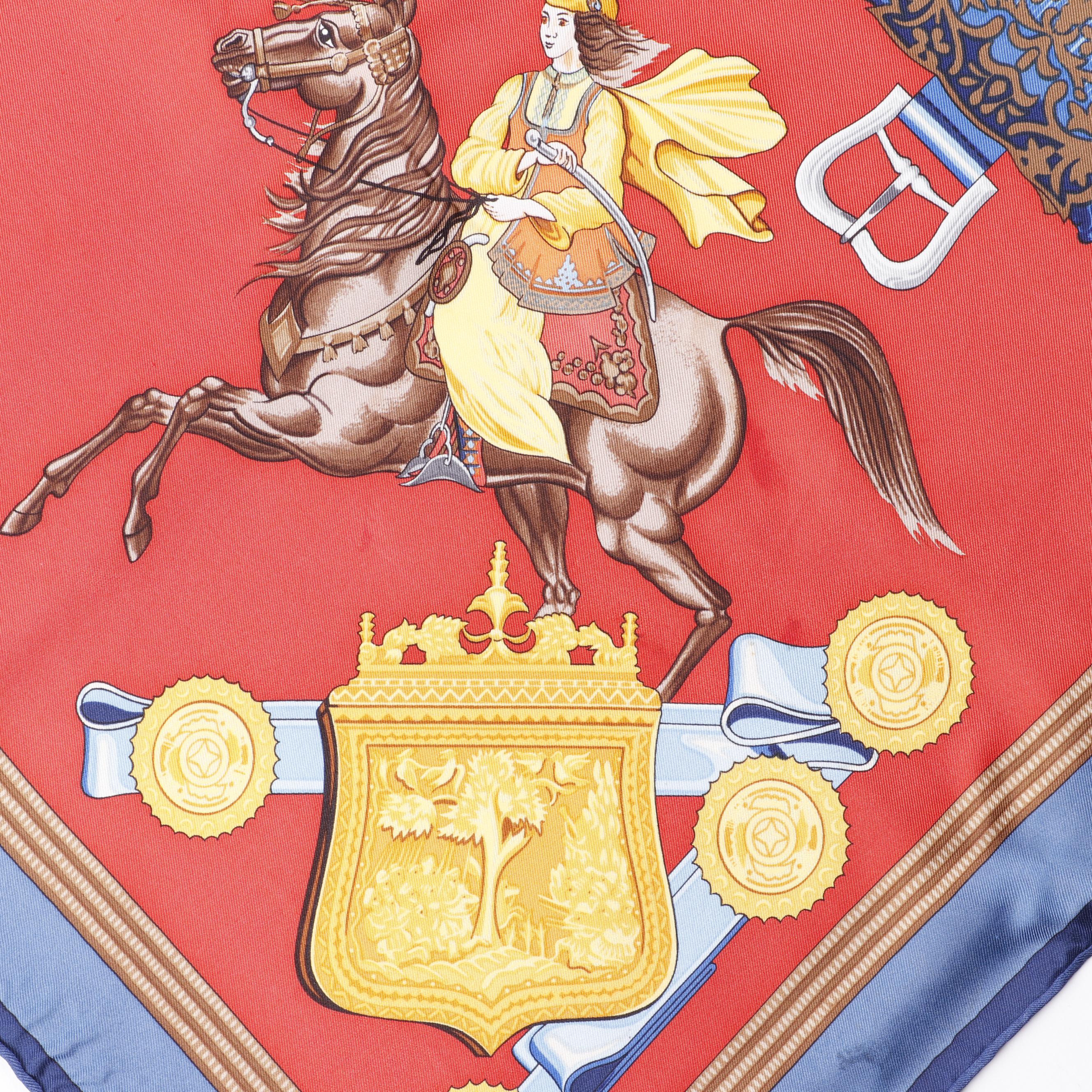 Hermès Paris "Hommage a l'Amitie Franco-Ellenique" Silk Scarf by Julia Abadie