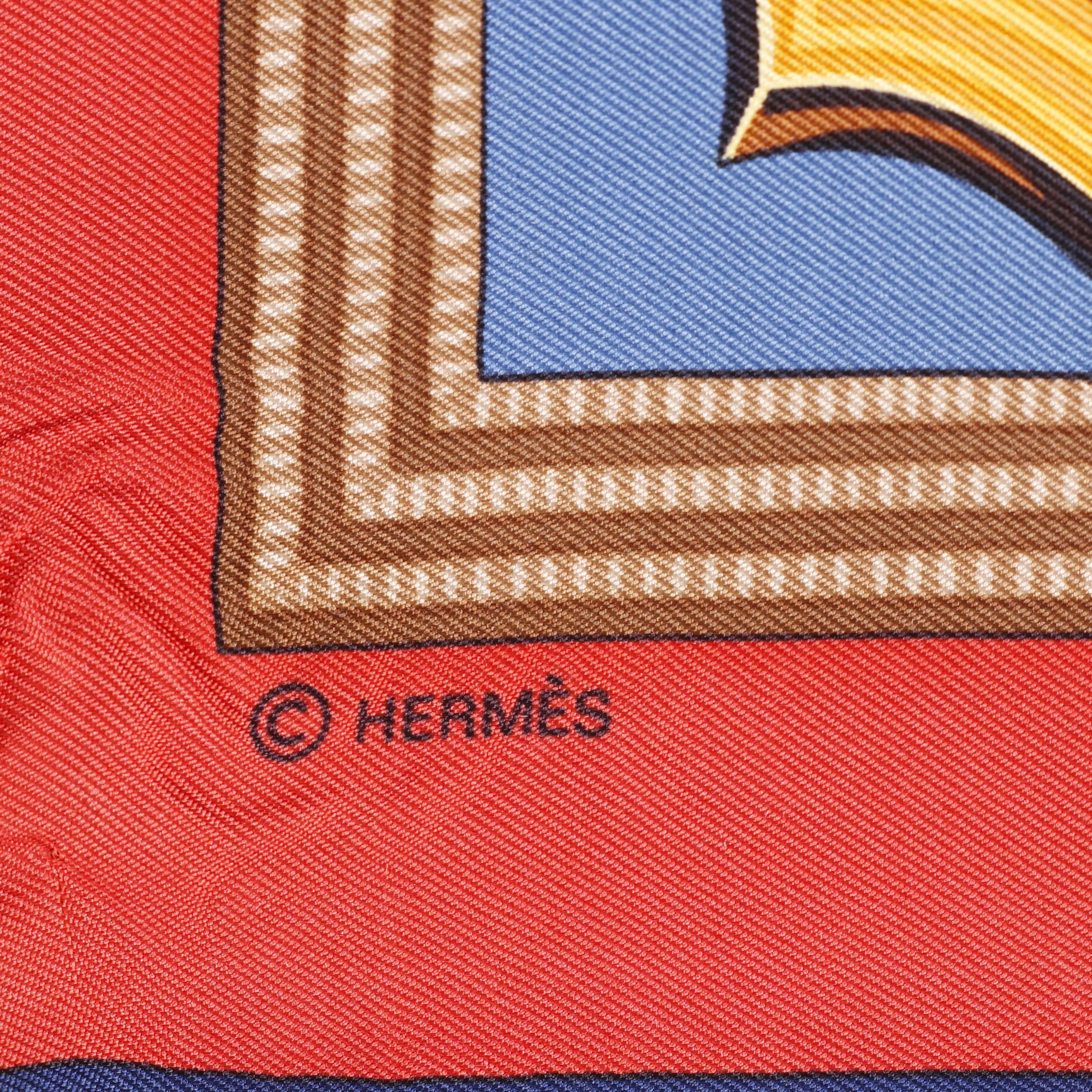 Hermès Paris "Hommage a l'Amitie Franco-Ellenique" Silk Scarf by Julia Abadie