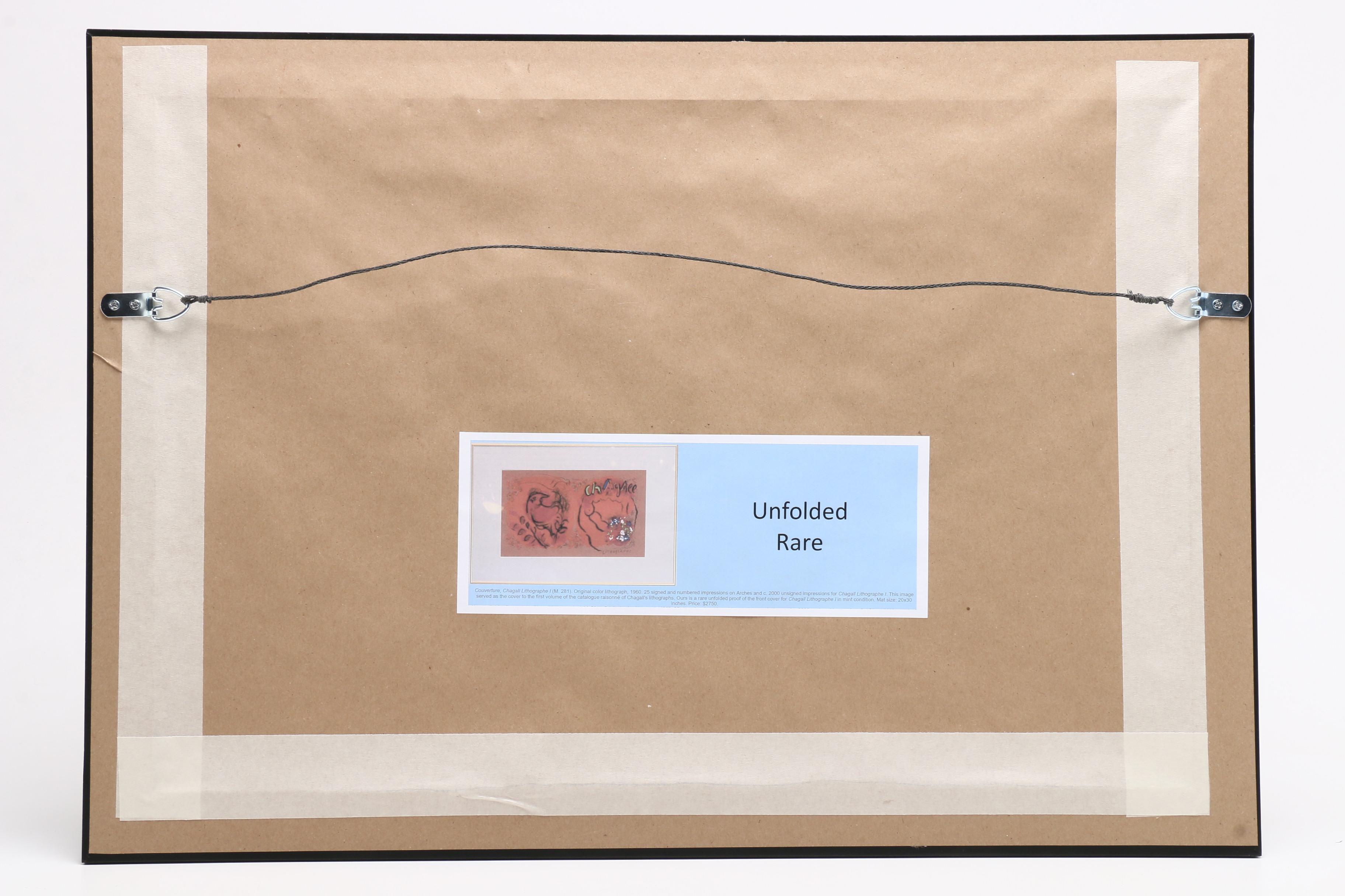 Marc Chagall Color Lithograph Book Jacket for "Chagall Lithographe, Volume I"