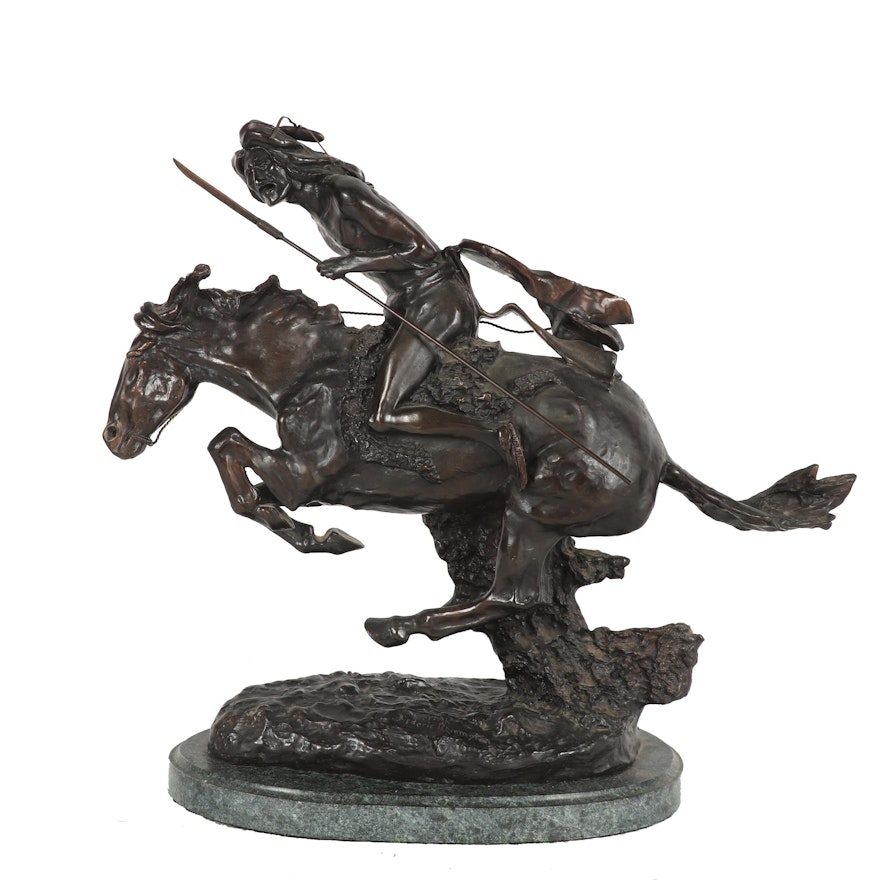 Replica Bronze Sculpture After "The Cheyenne" by Fredric Remington