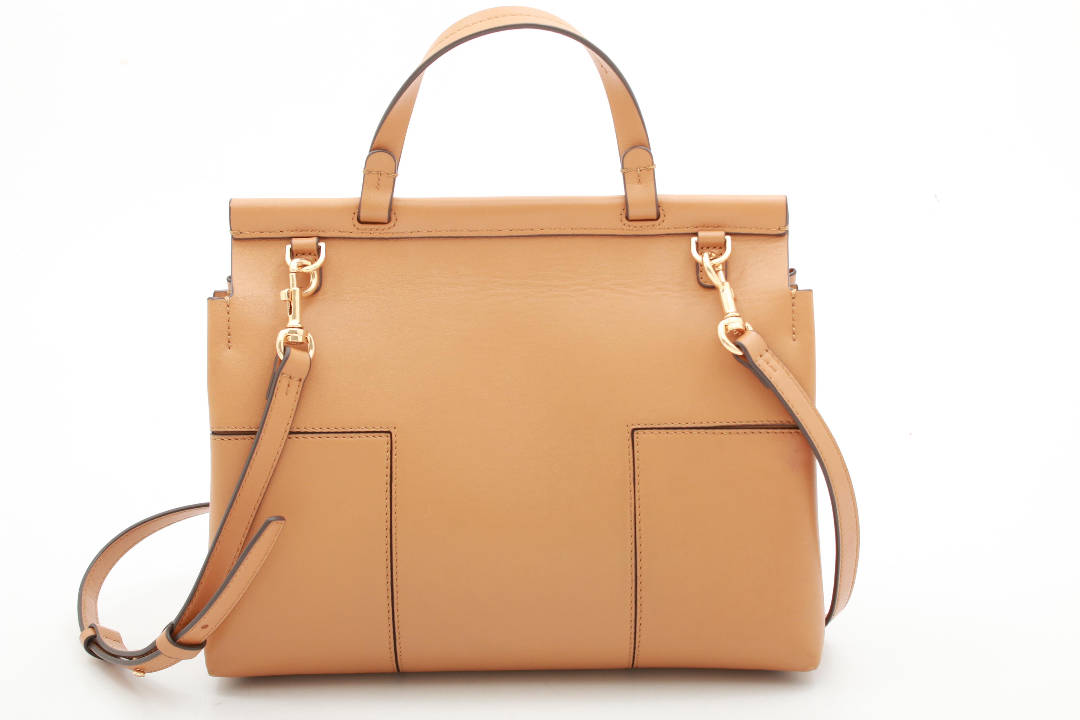 Tory Burch New York Tan Leather Flap Front Convertible Handbag