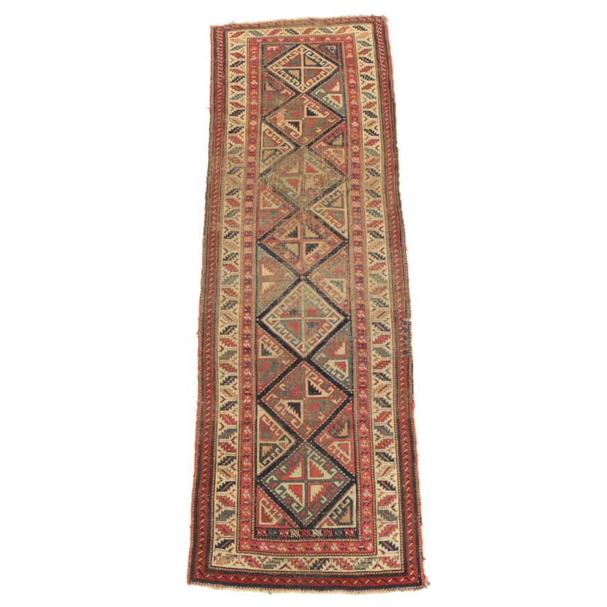 Hand-Knotted Caucasian Kazak Wool Carpet Runner