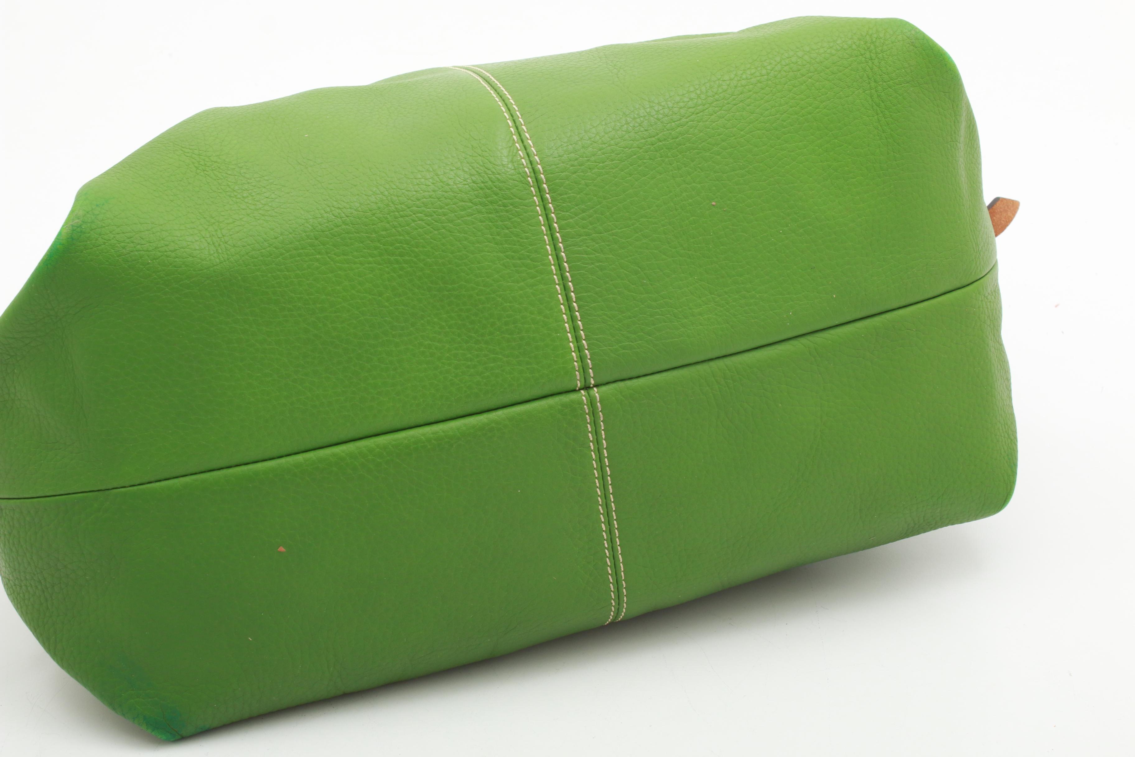 Dooney & Bourke Green Pebbled and Tan Leather Shoulder Bag