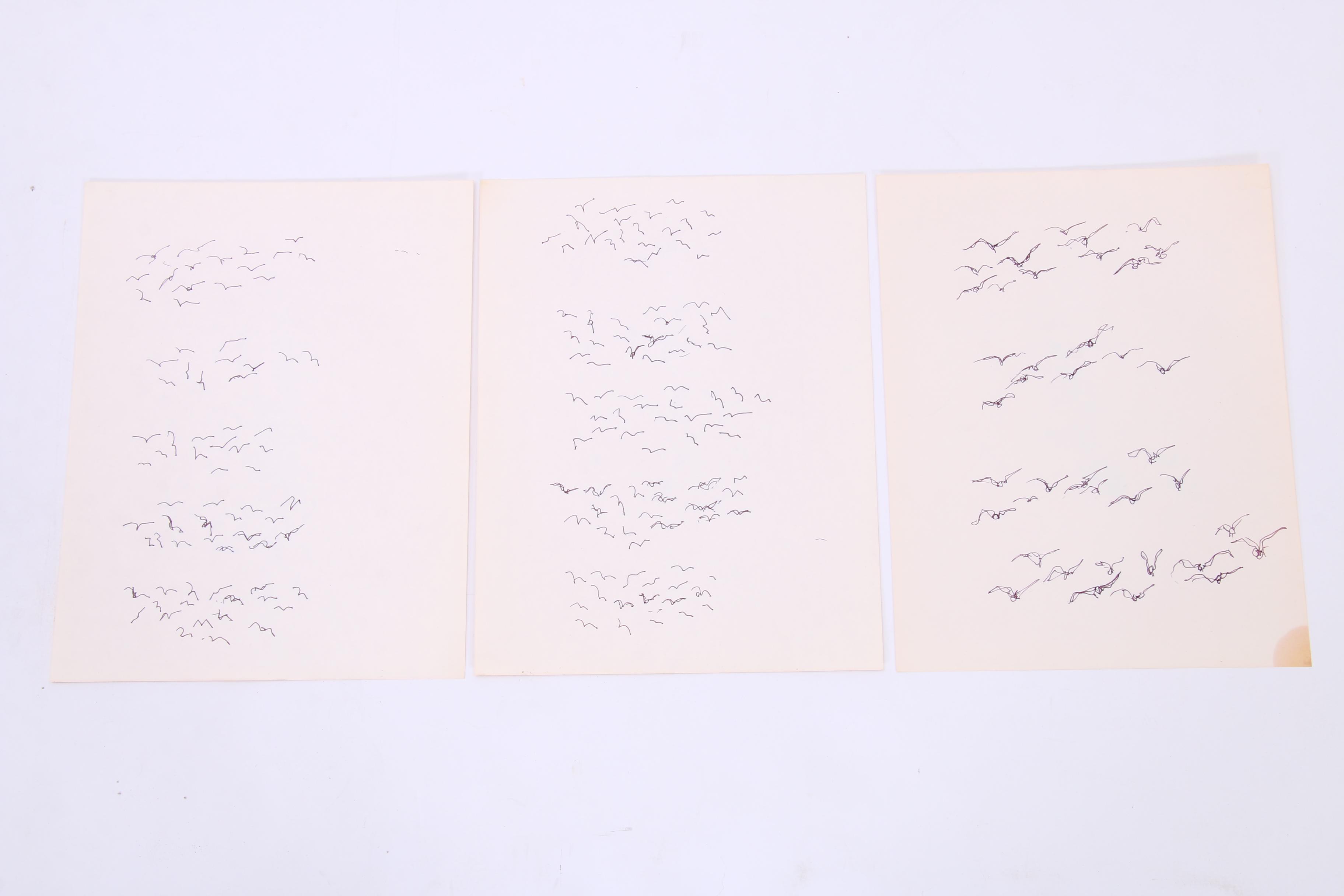 Paul Chidlaw Abstract Ink Sketches of Figures and Birds