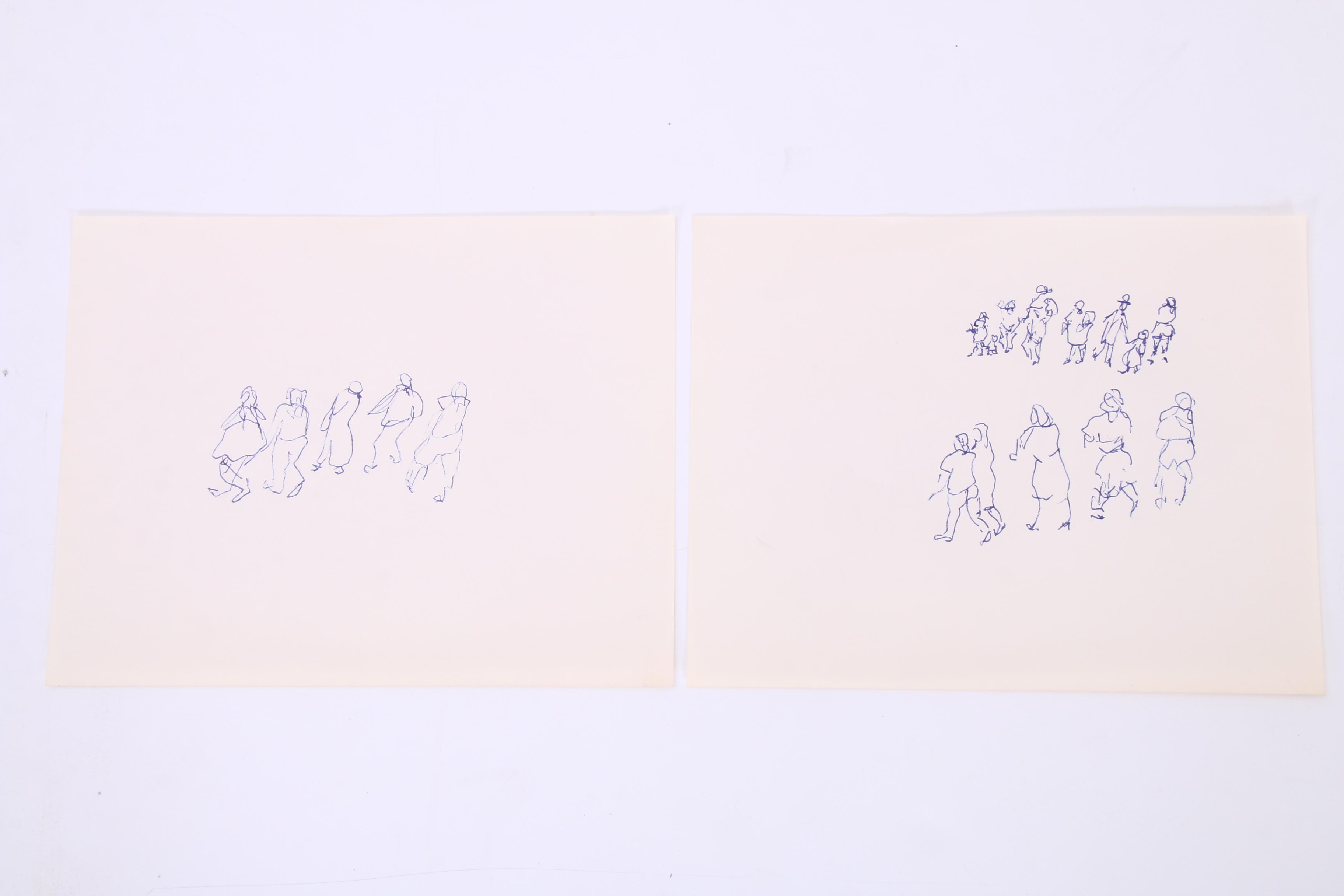 Paul Chidlaw Abstract Ink Sketches of Figures and Birds