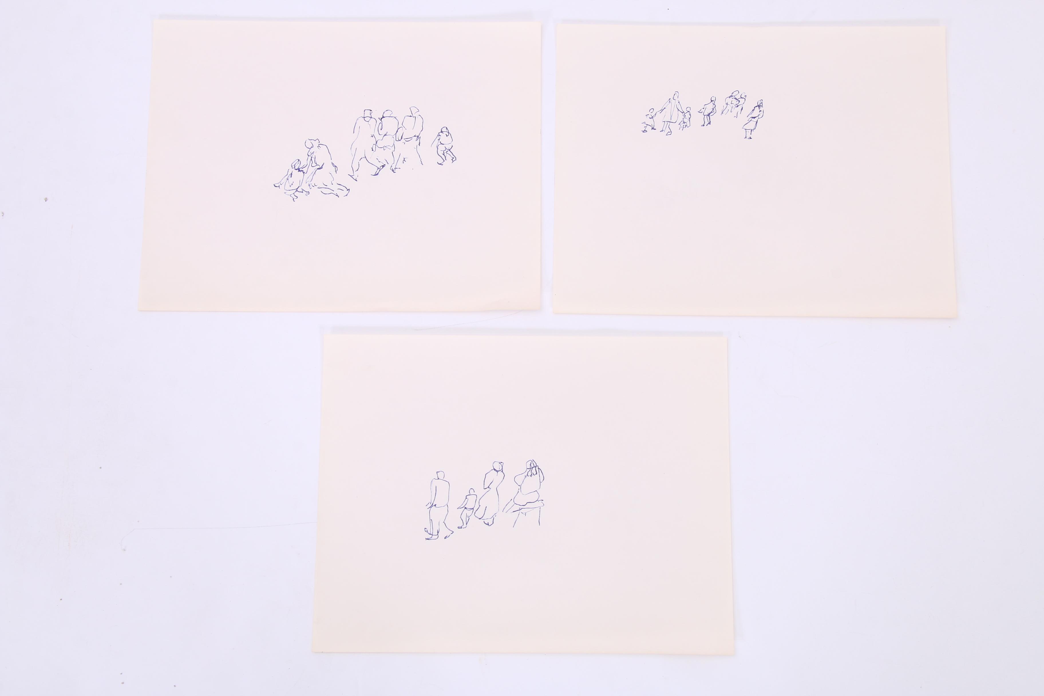 Paul Chidlaw Abstract Ink Sketches of Figures and Birds