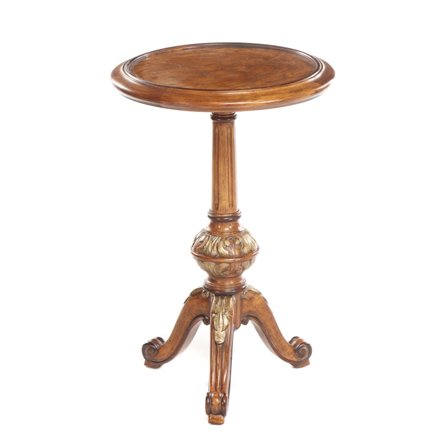 Contemporary French Provincial Style Round Elm and Wooden Accent Table