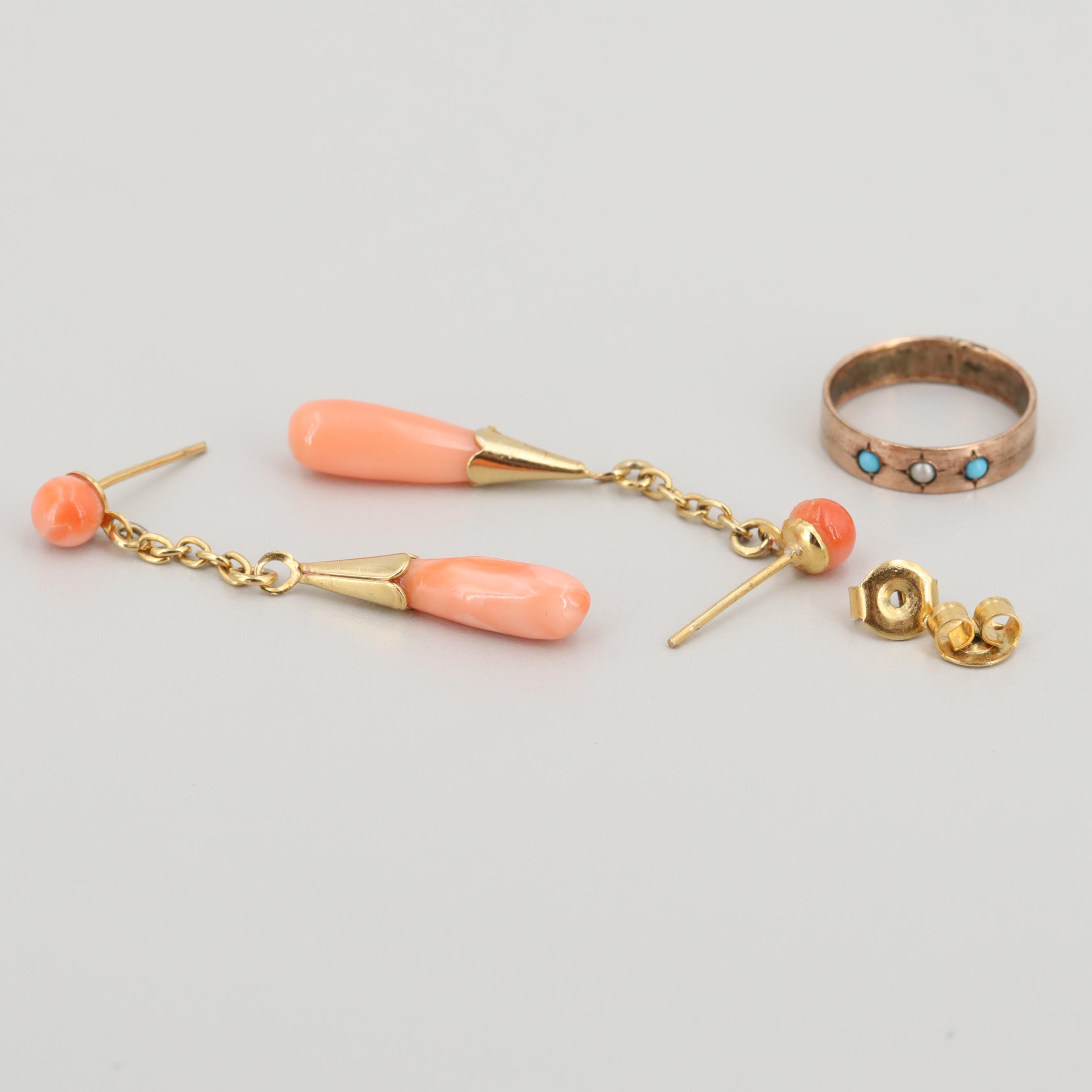 Assorted Jewelry Featuring Vintage Hall McFall Bracelet, Coral and Amber