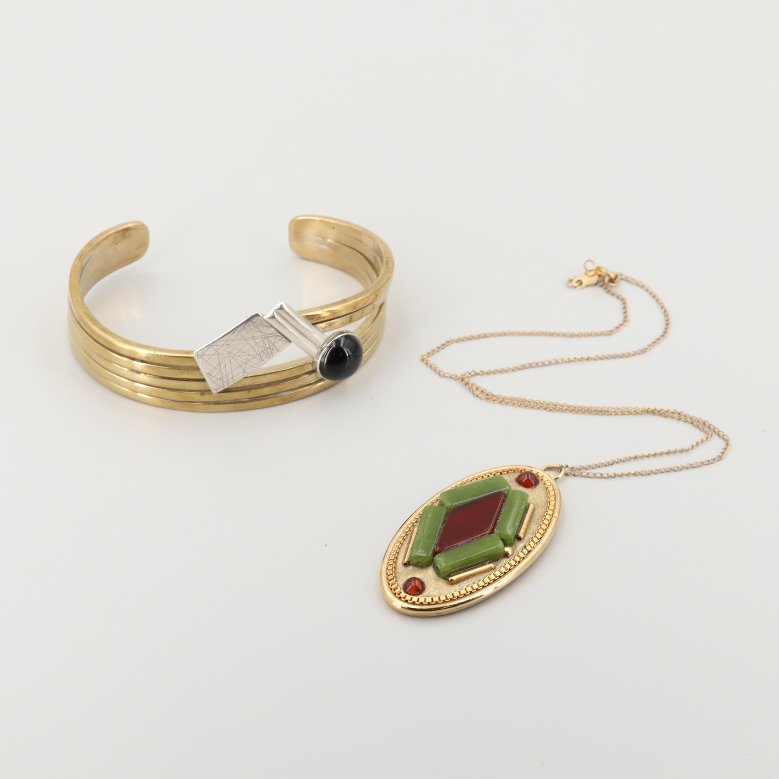 Assorted Jewelry Featuring Vintage Hall McFall Bracelet, Coral and Amber