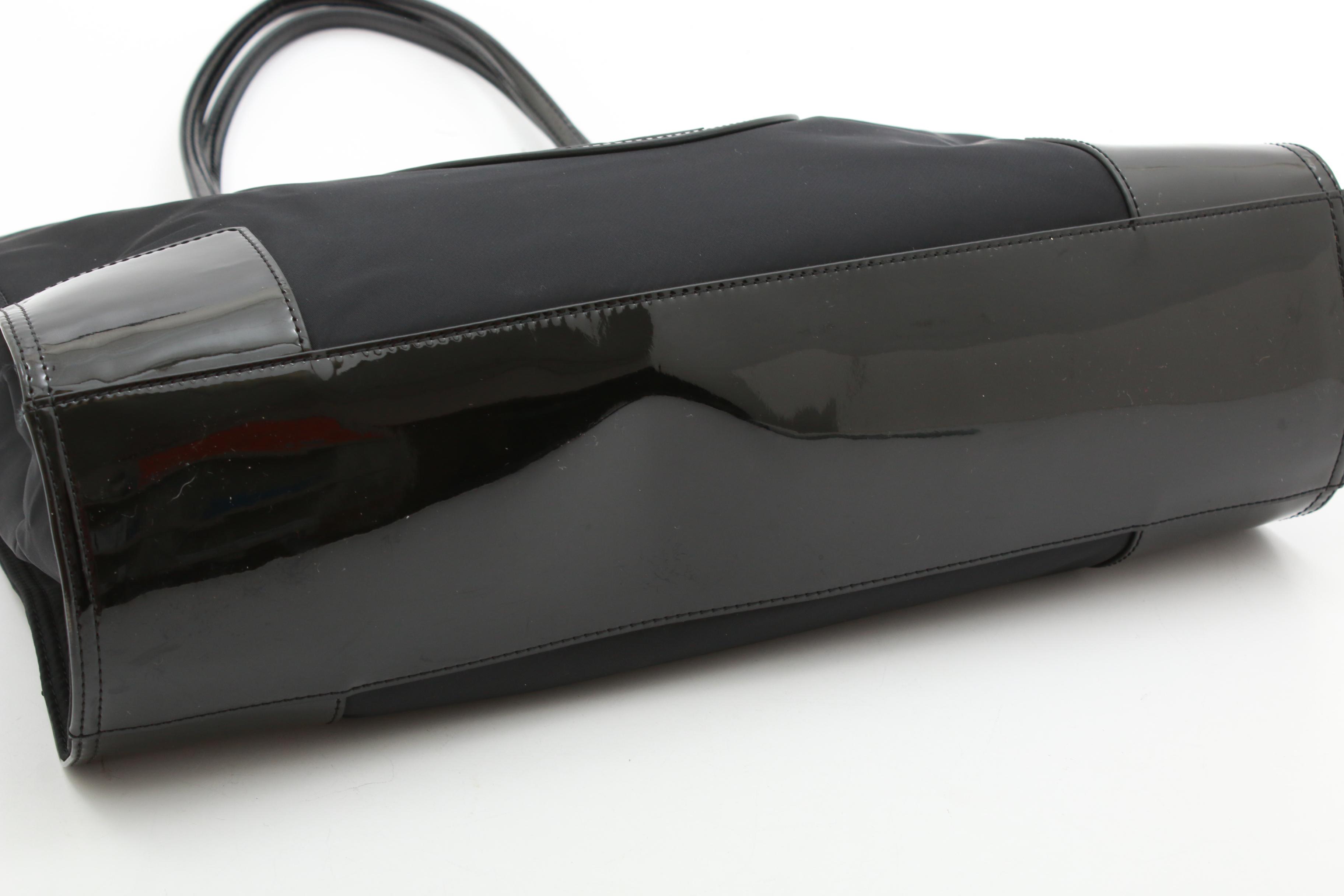 Tory Burch Black Patent Leather and Nylon Tote