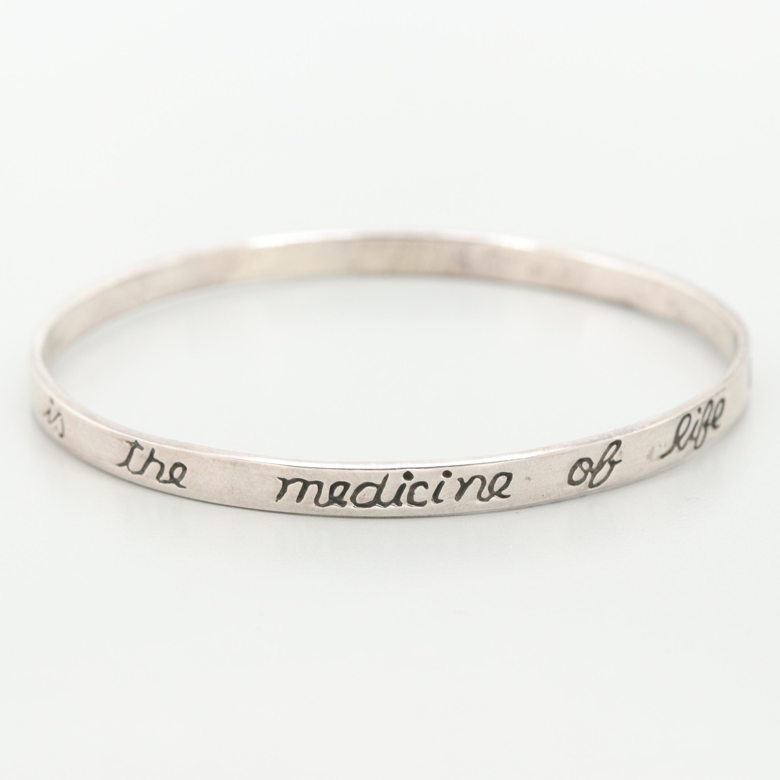 KMI Sterling Silver Scripture Bangle Bracelets with Engraved Bible Verses