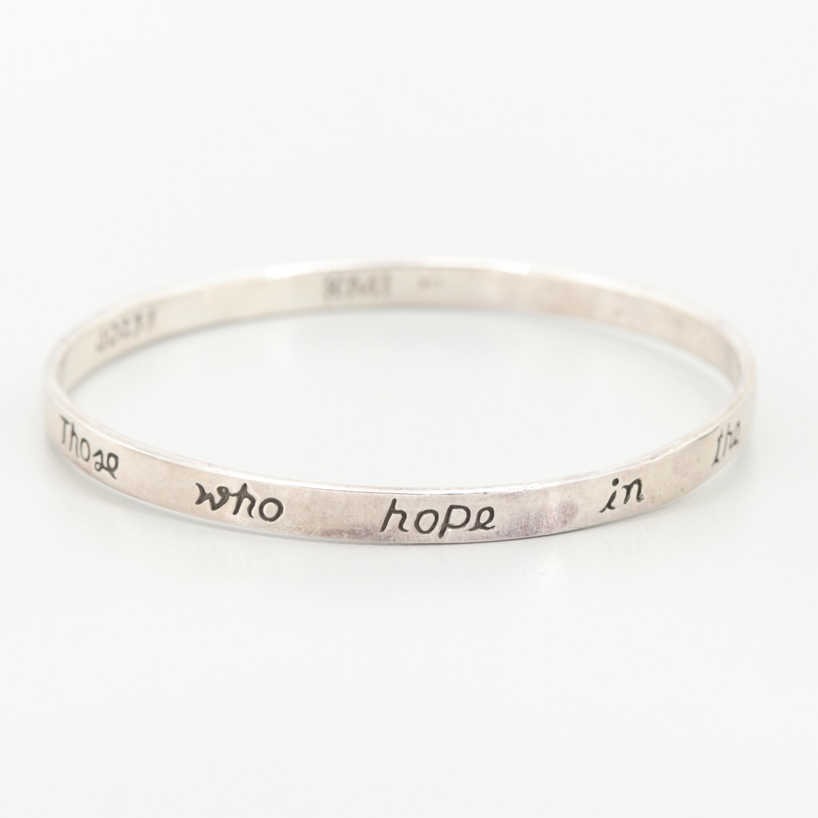 KMI Sterling Silver Scripture Bangle Bracelets with Engraved Bible Verses