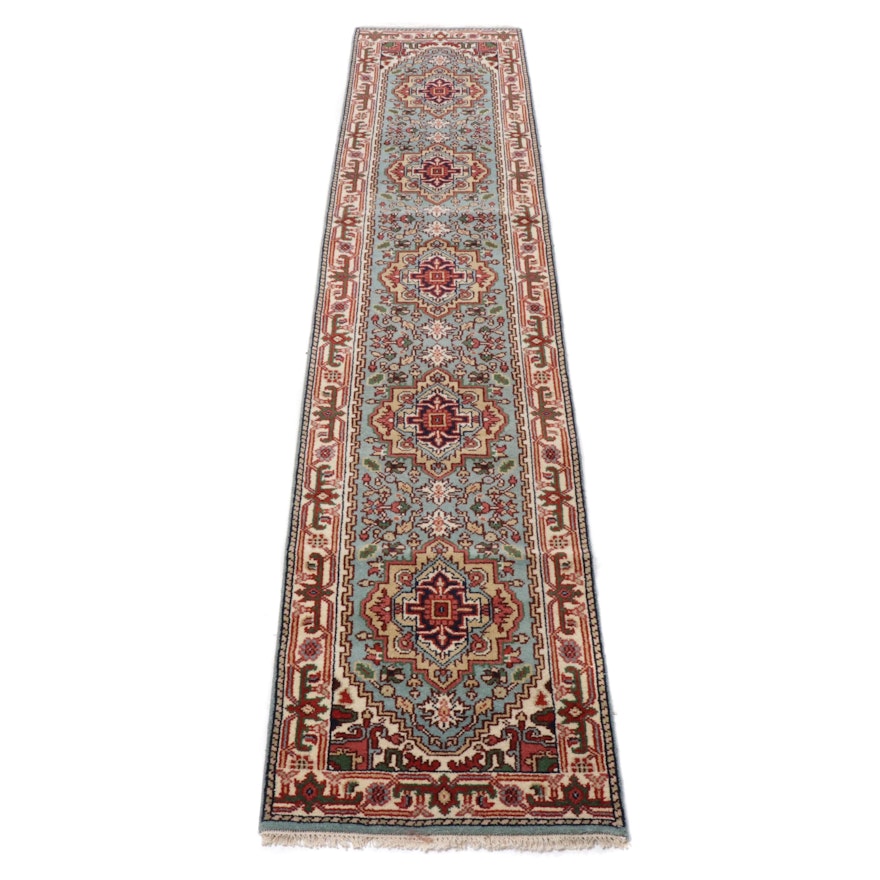 2.6' x 12.3' Hand-Knotted Indo-Persian Heriz Serapi Carpet Runner