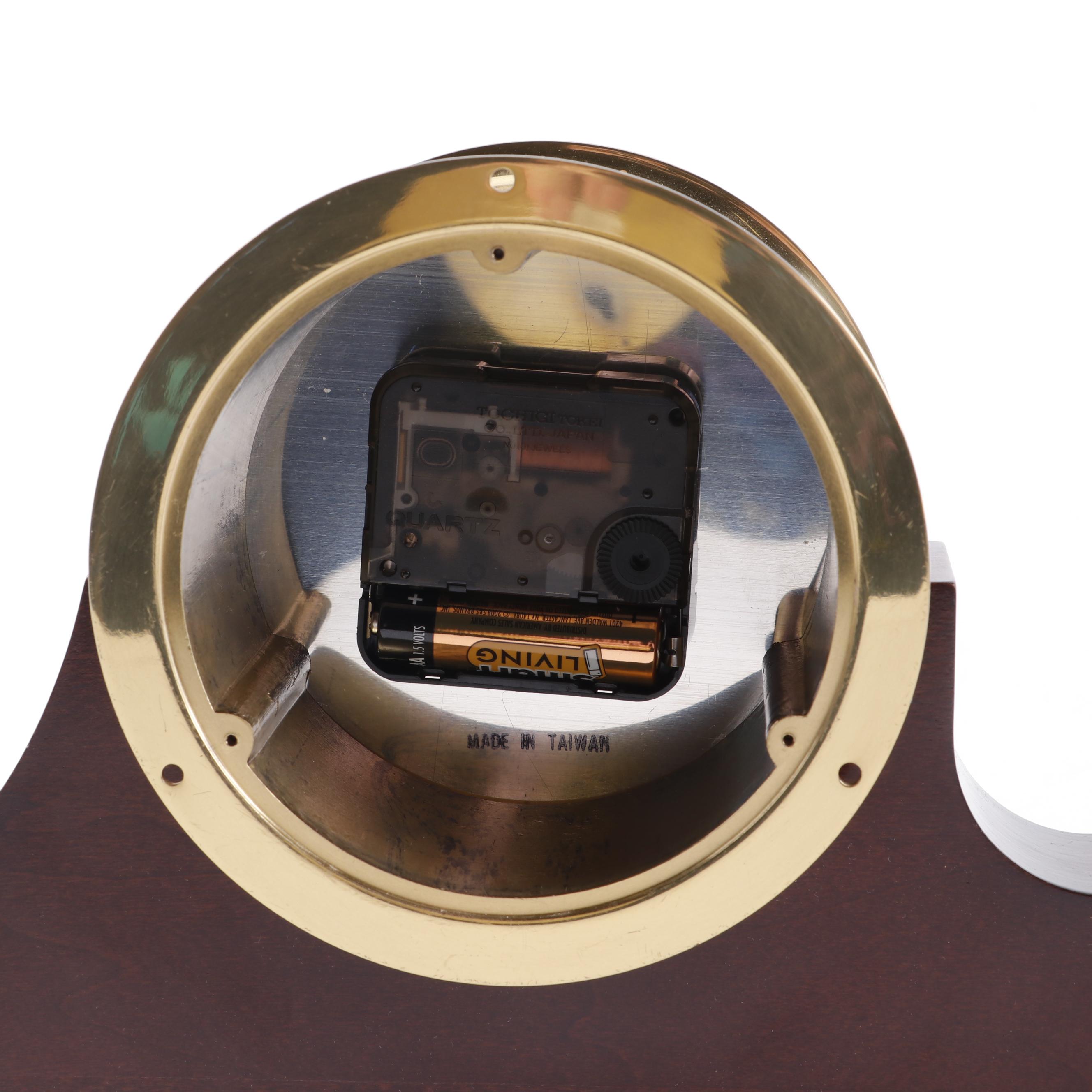 Seth Thomas "Charleston" Brass Ship's Clock and Barometer Set on Mahogany Stand