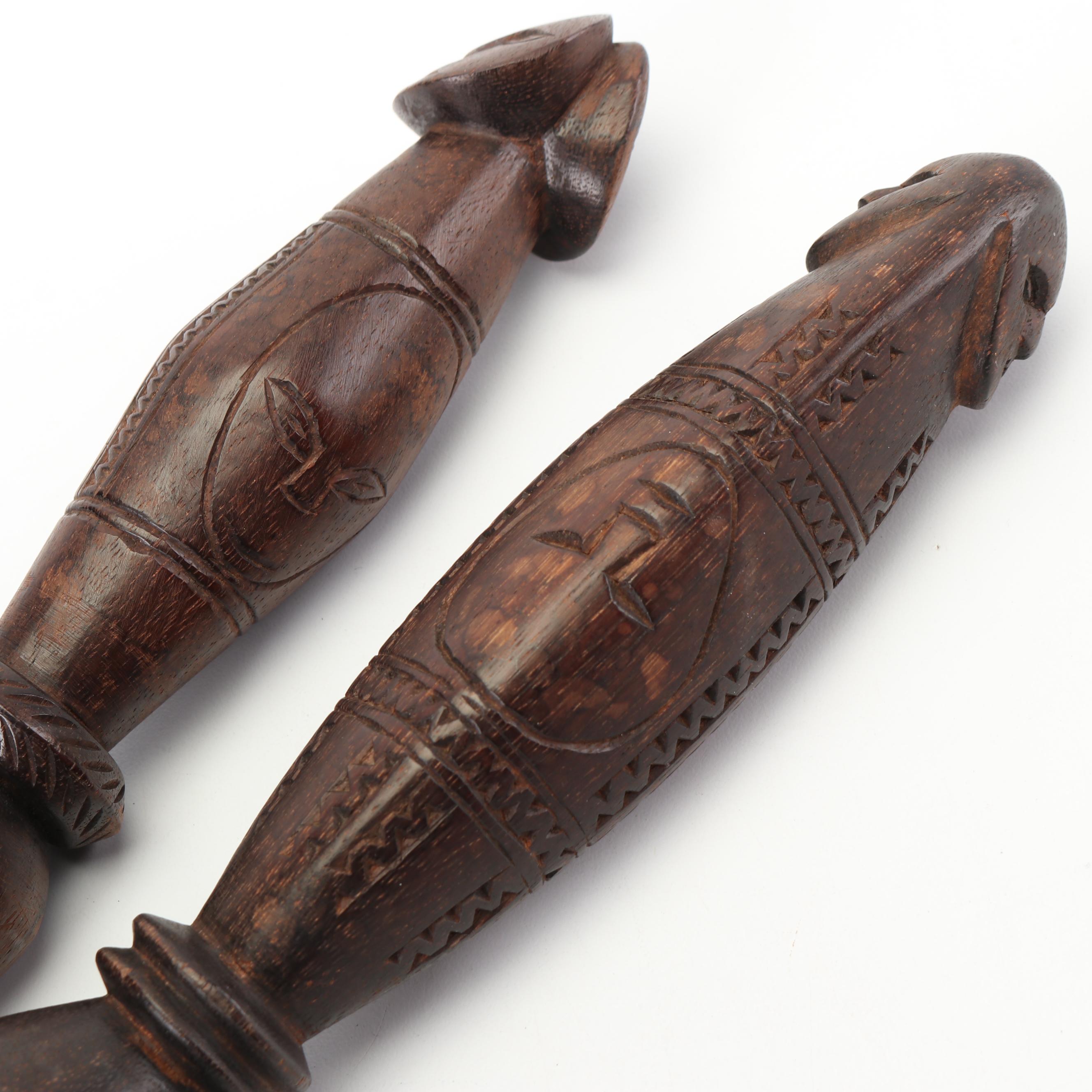 Fijian Carved Wood Ai Cula Ni Bokola "Cannibal" Forks