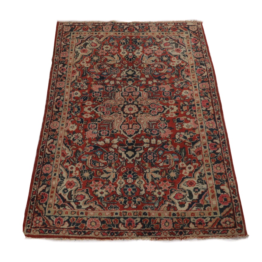 4.6' x 6.8' Hand-Knotted Persian Mahal Sarouk Rug, Circa 1930s