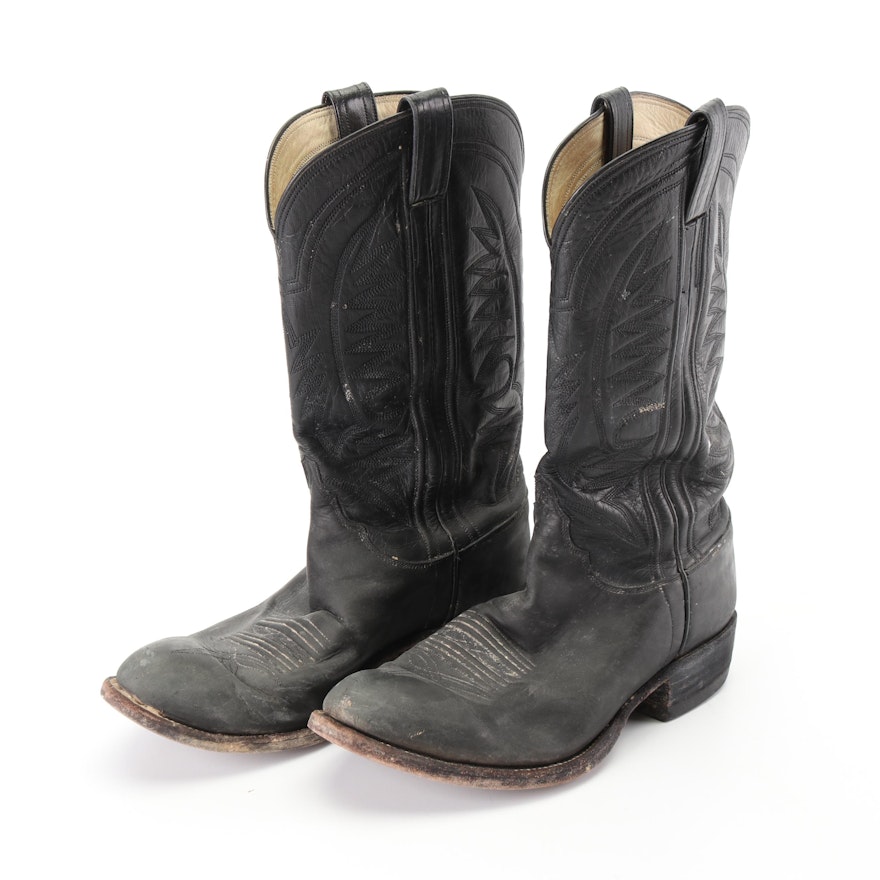 M.L. Leddy's Handmade Black Leather Western Boots