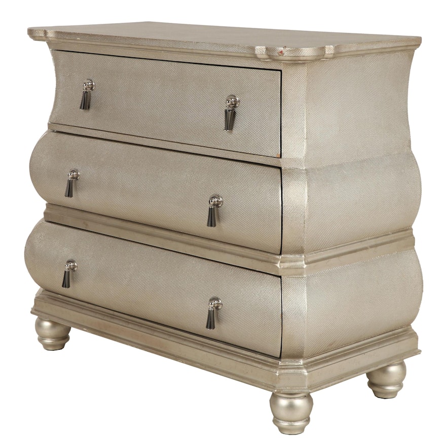 Contemporary Textured Chest of Drawers with Metallic Finish