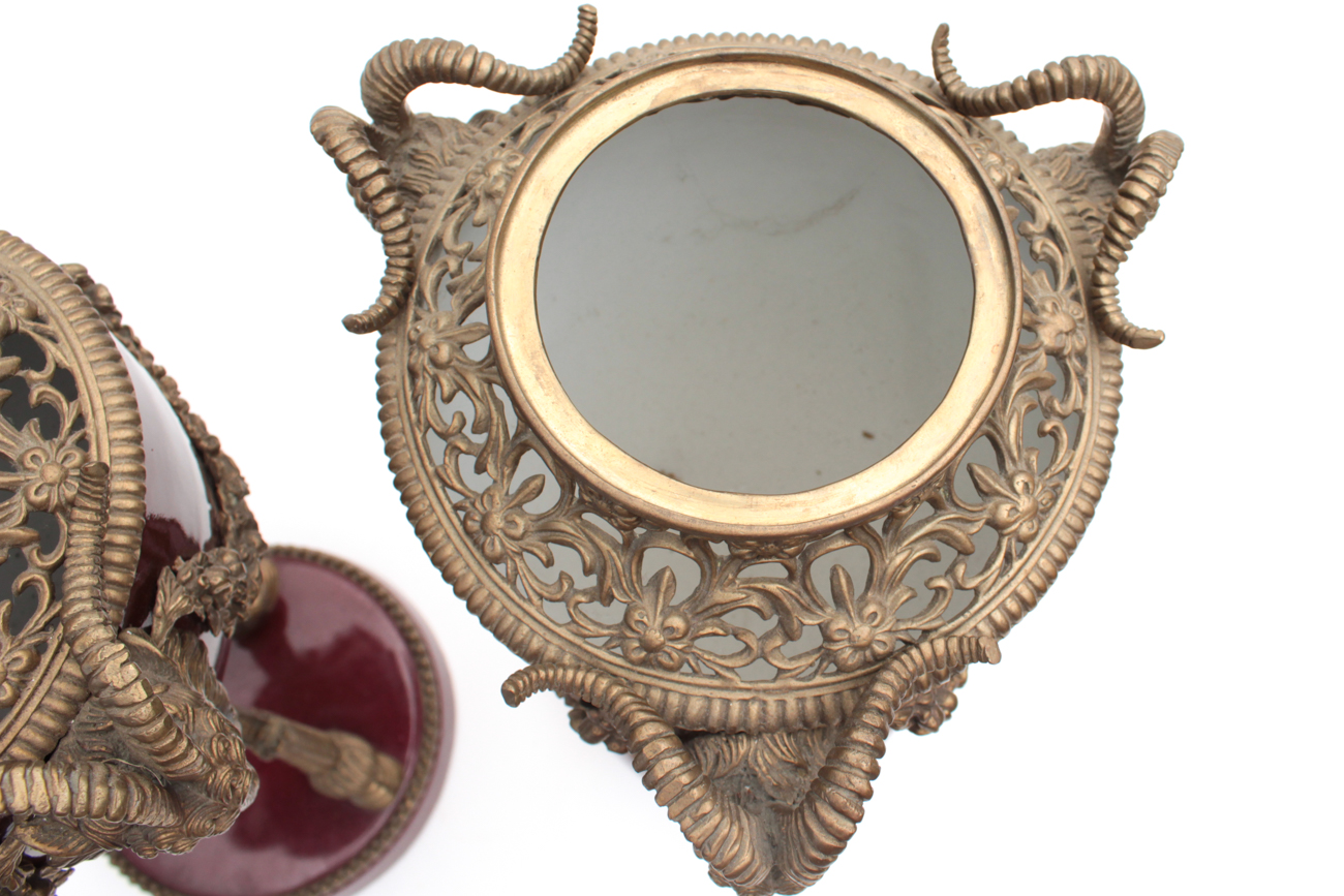 Wong Lee 1895 Porcelain and Bronze Urns, Late 20th Century