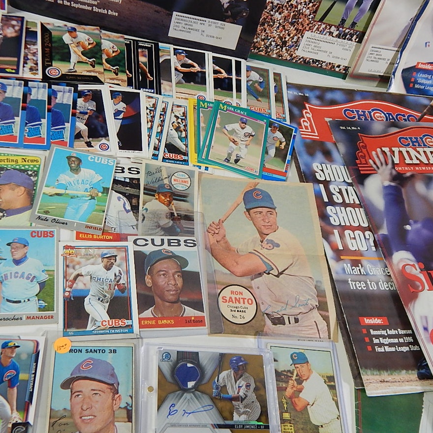 Chicago Cubs Cards and Collectibles with 1961 R. Santo Rookie, 1960s-2000s