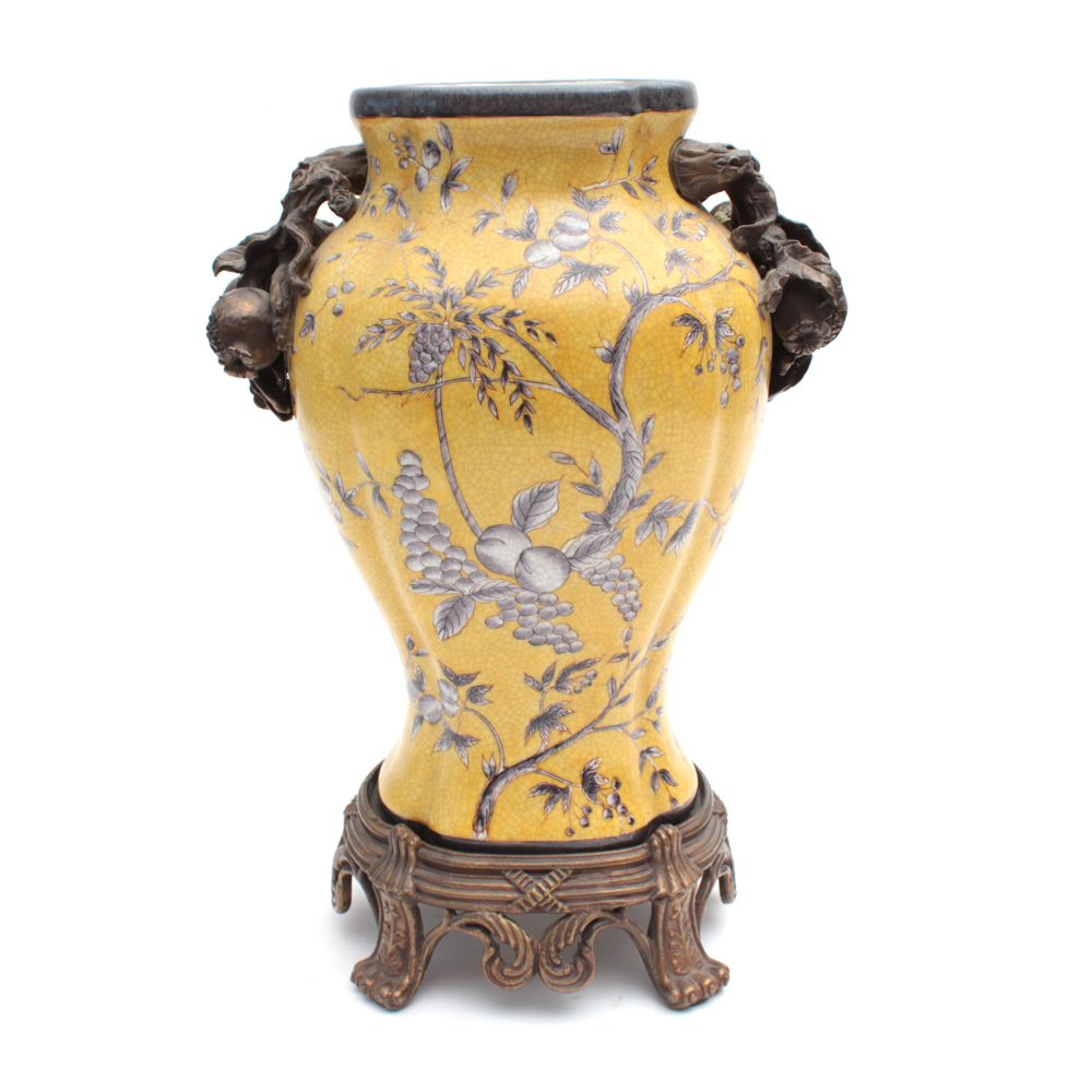 Chinese Hua Rong Tang Porcelain and Bronze Vase