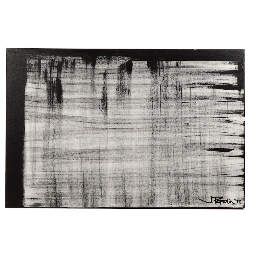 J. Popolin Acrylic Painting "Black Linen"