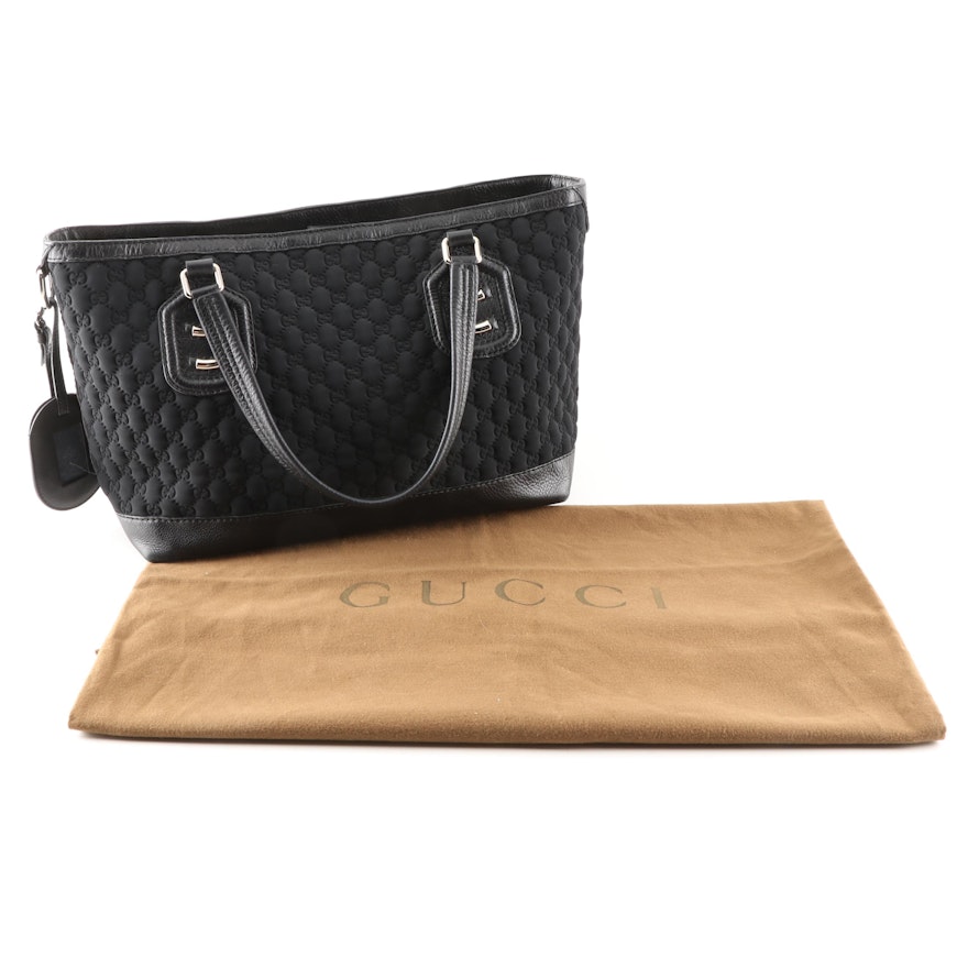 Gucci Black GG Neoprene and Leather Tote Bag