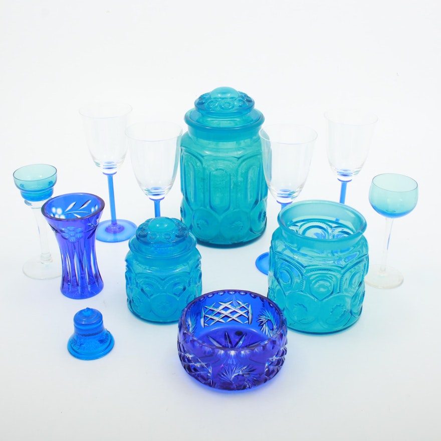 Royal Hapsburg Bohemian Czech Crystal & Blue Glass Assortment