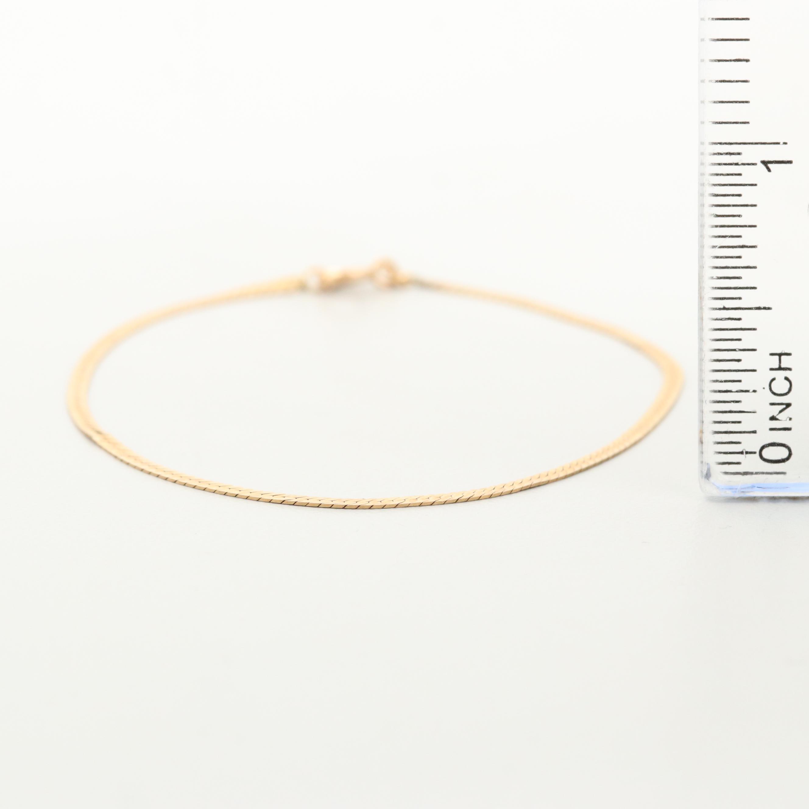 14K Yellow Gold Herringbone Chain Bracelet