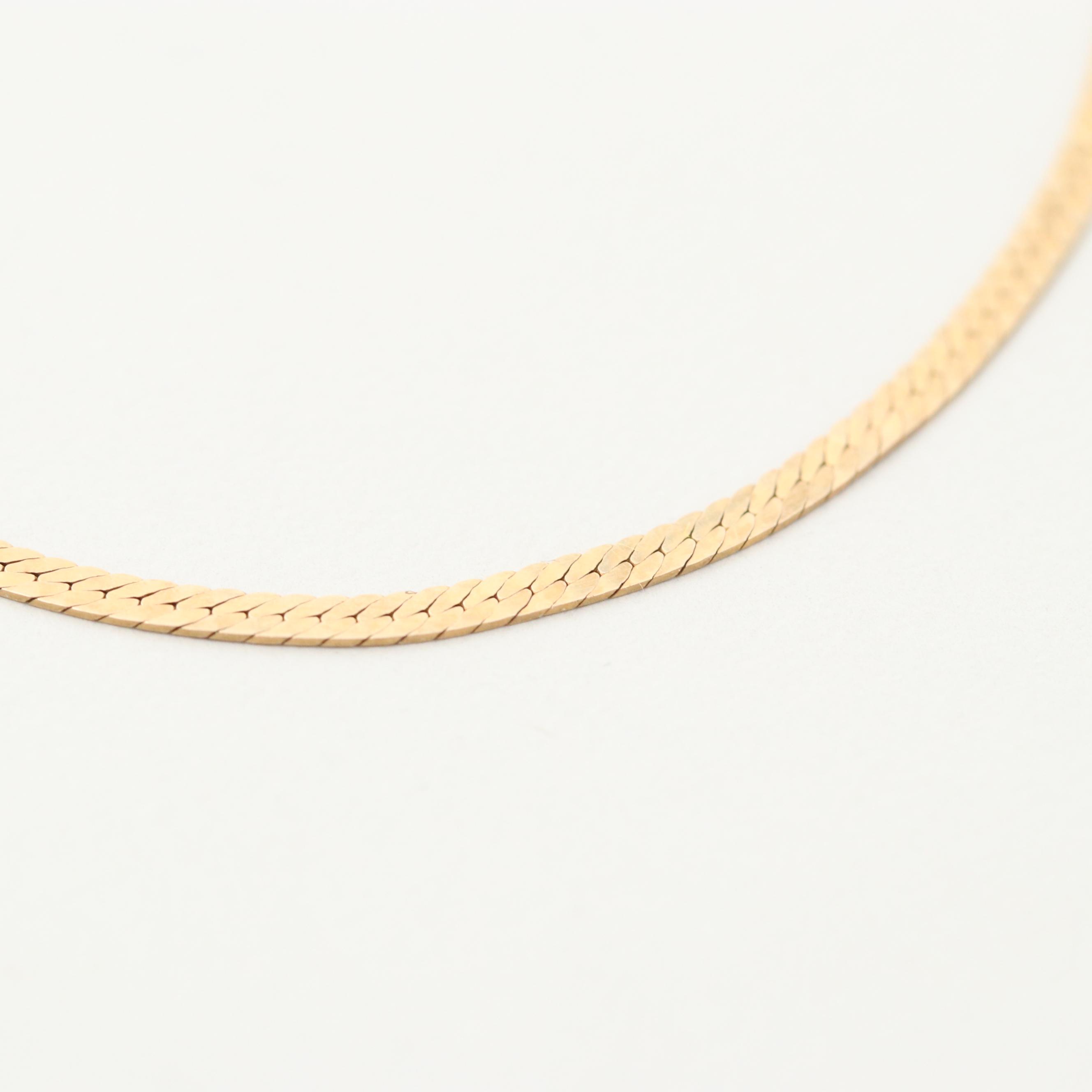 14K Yellow Gold Herringbone Chain Bracelet